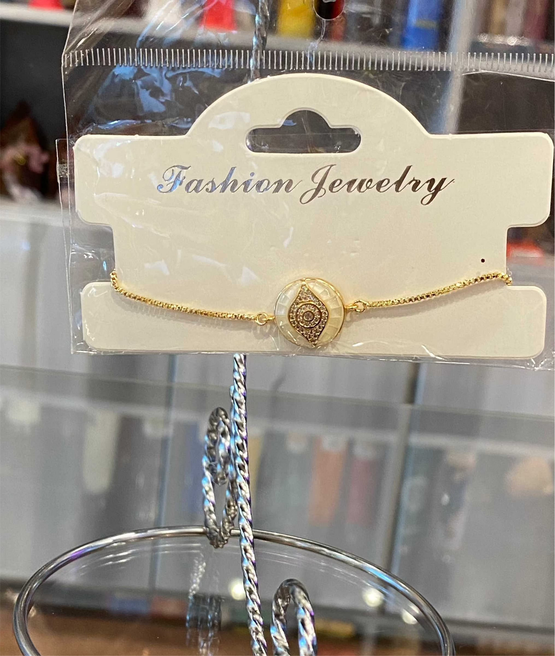 Mother of Gold Pearl Evil Eye Dainty Bracelet