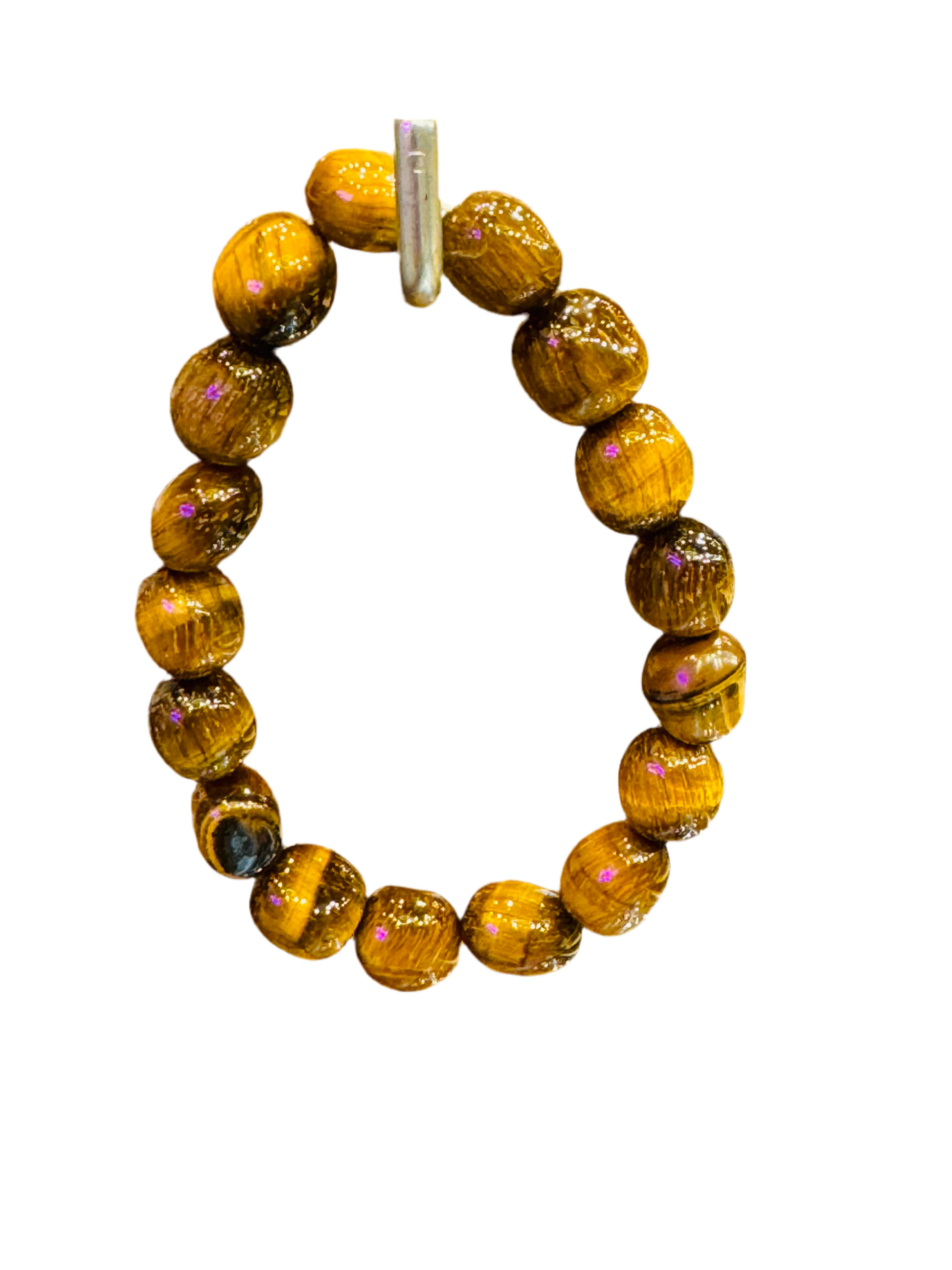 Natural Tigers Eye Nugget Polished Beaded Bracelet