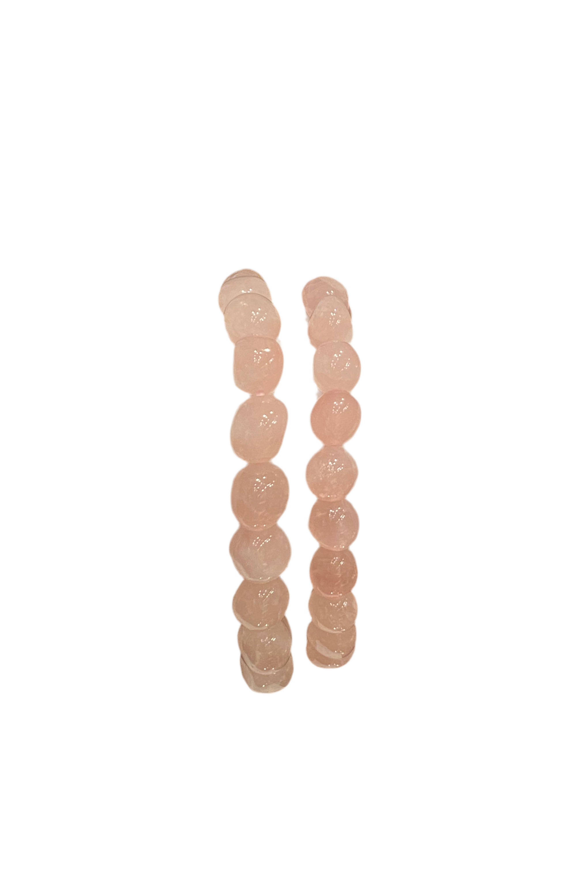 Rose Quartz Nugget Beaded Gemstone Bracelet