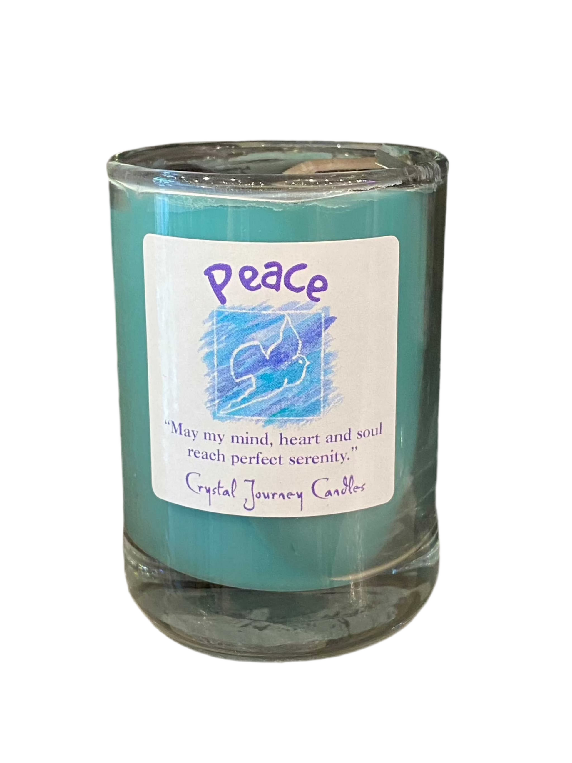 Peace Crystal Journey Filled Glass Votives Candle