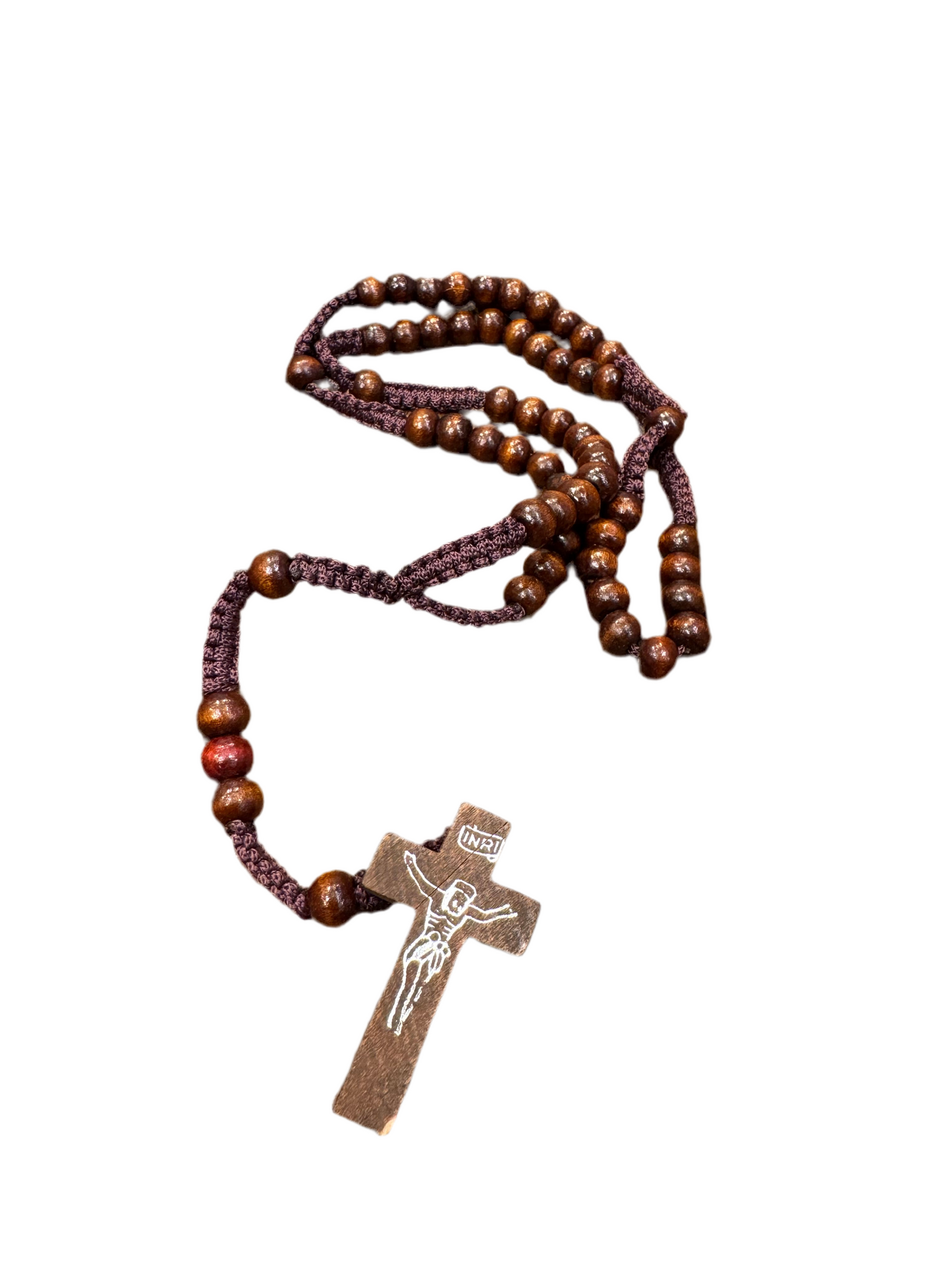 Dark Brown Wood Rosary Beads With Jesus On Cross