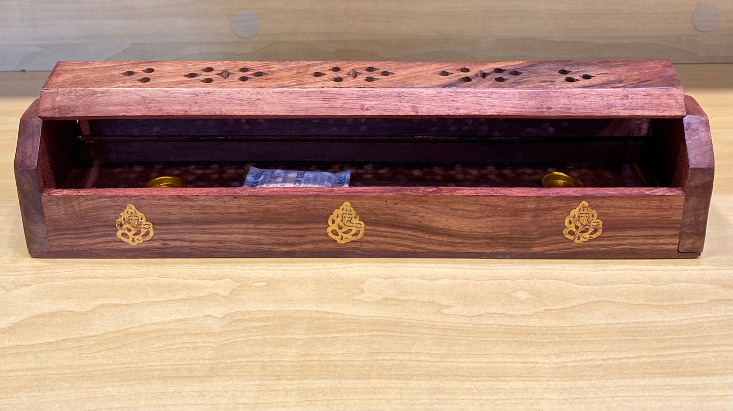 Original Wooden Ganesh Coffin Cone and Incense Holder