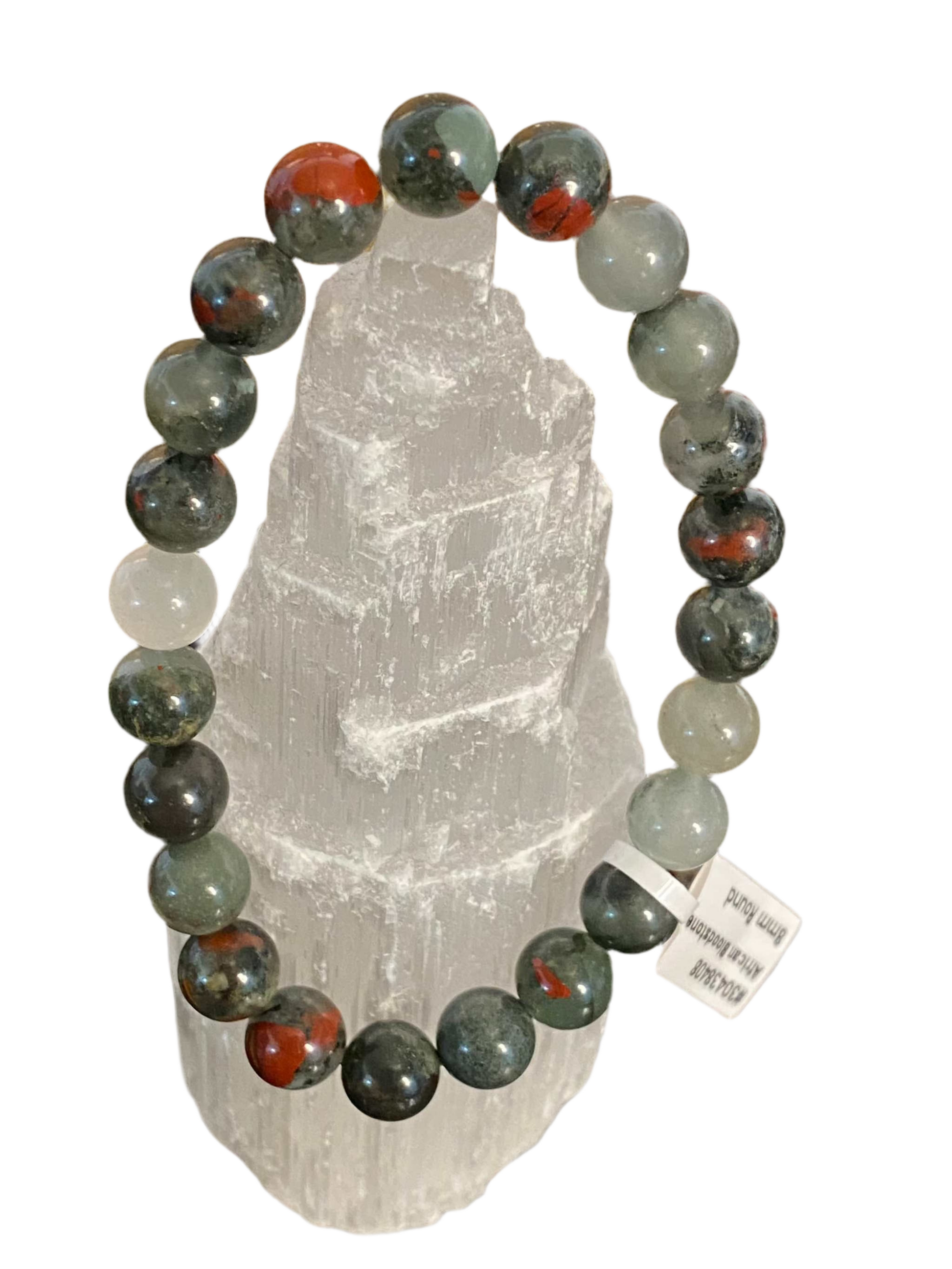 African Bloodstone Beaded String Bracelet