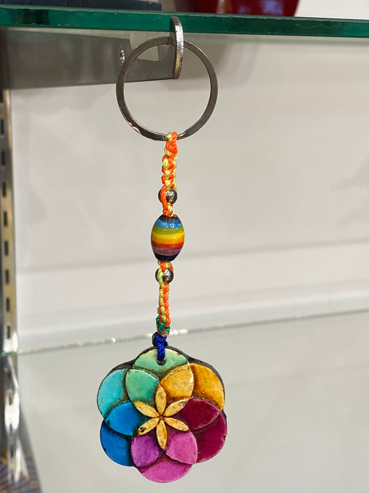 Rainbow Seed of Life Durepox Resin Figurine Keychain