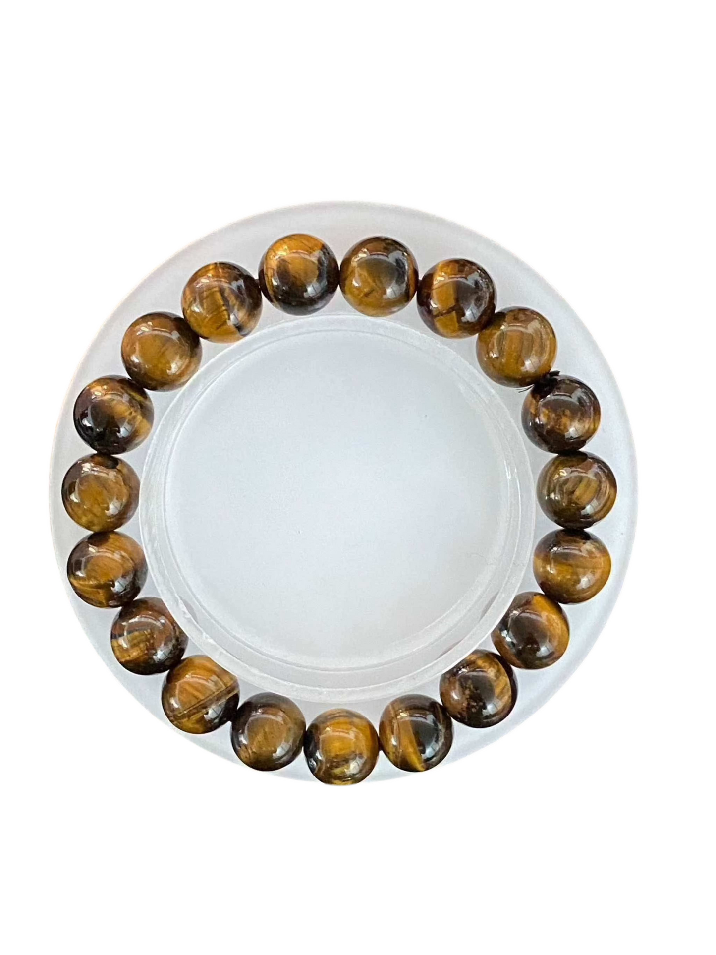 Natural Tigers Eye Gemstone Round Beaded Bracelet with 10mm polished beads.