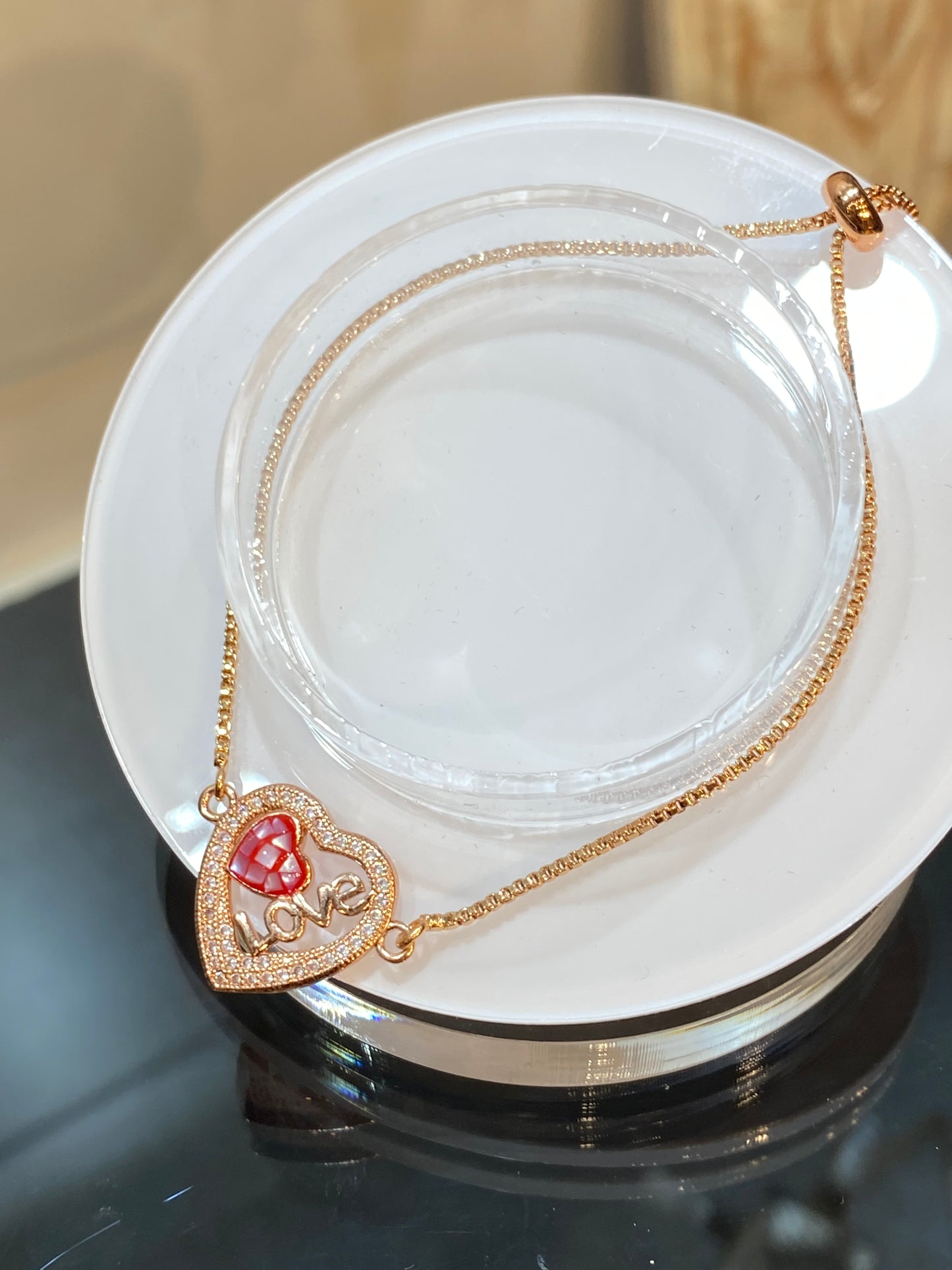 Fashion Jewelry Dainty Rose Gold Color Love Bracelet