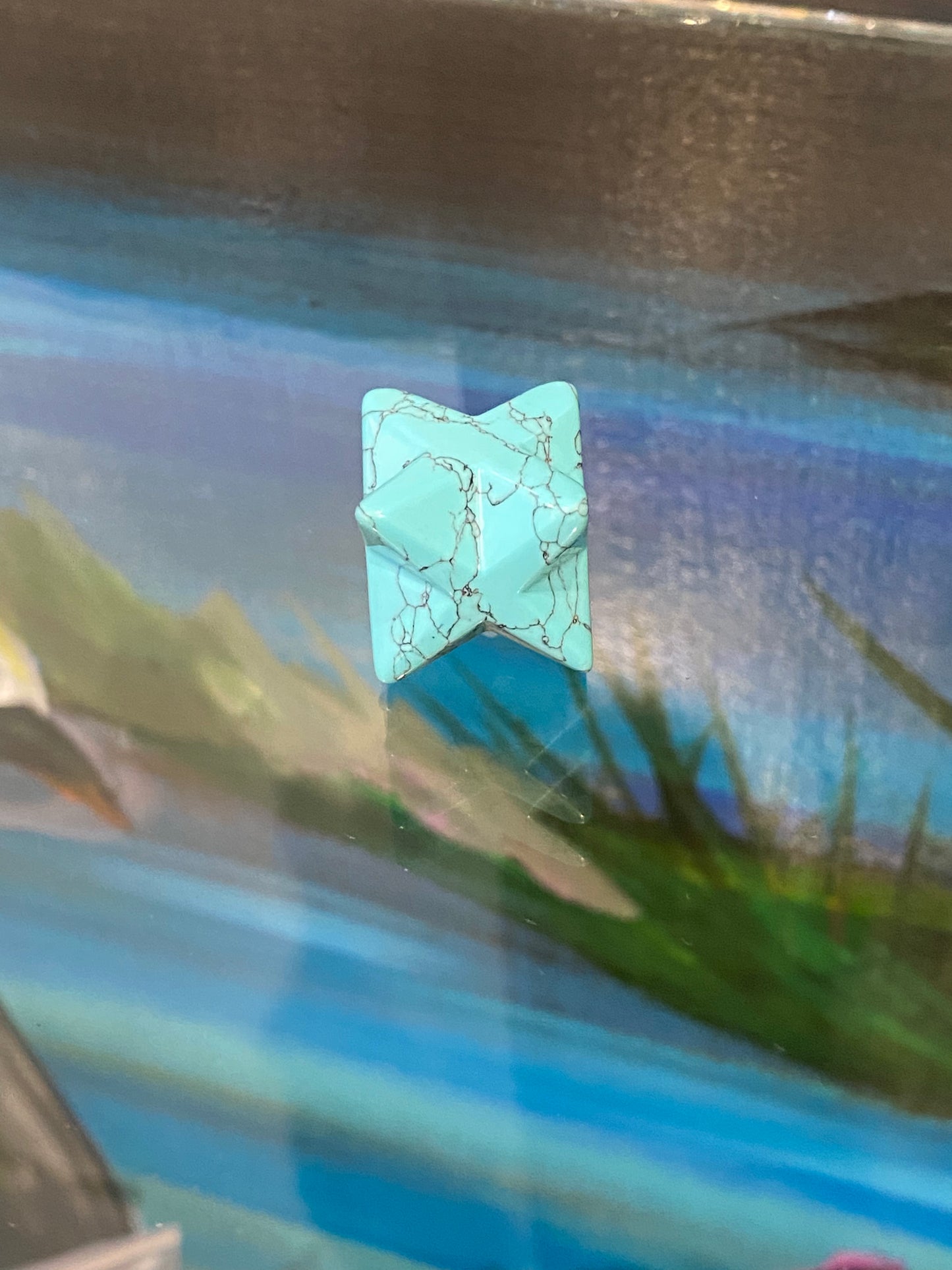Turquoise Blue Howlite Merkaba Star Small