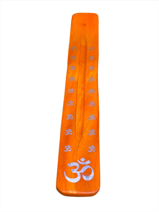 Wooden Incense Stick Holder Om Orange