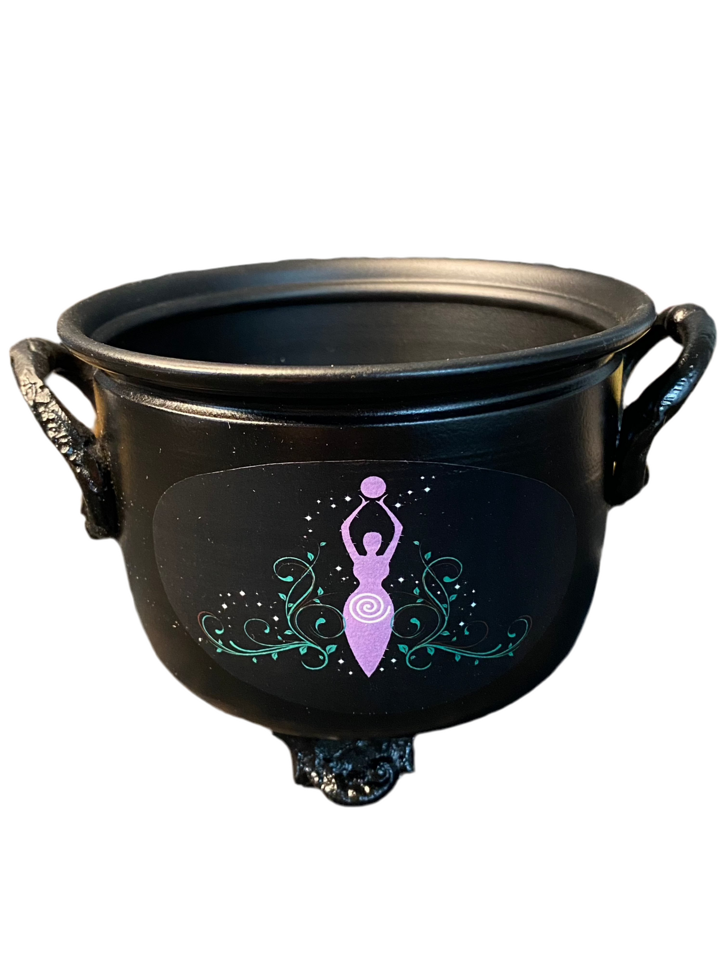 Cast Iron Angel Goddess Cauldron for spiritual rituals and meditation.