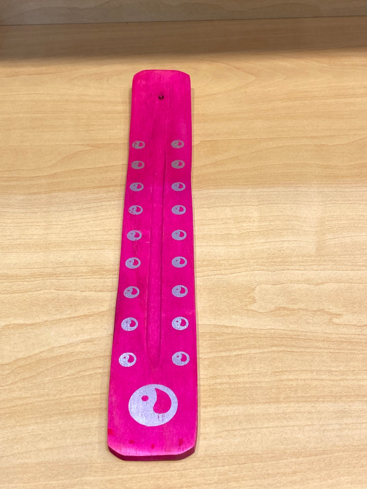 Wooden Incense Stick Holder Yin Yang (Fuchsia)