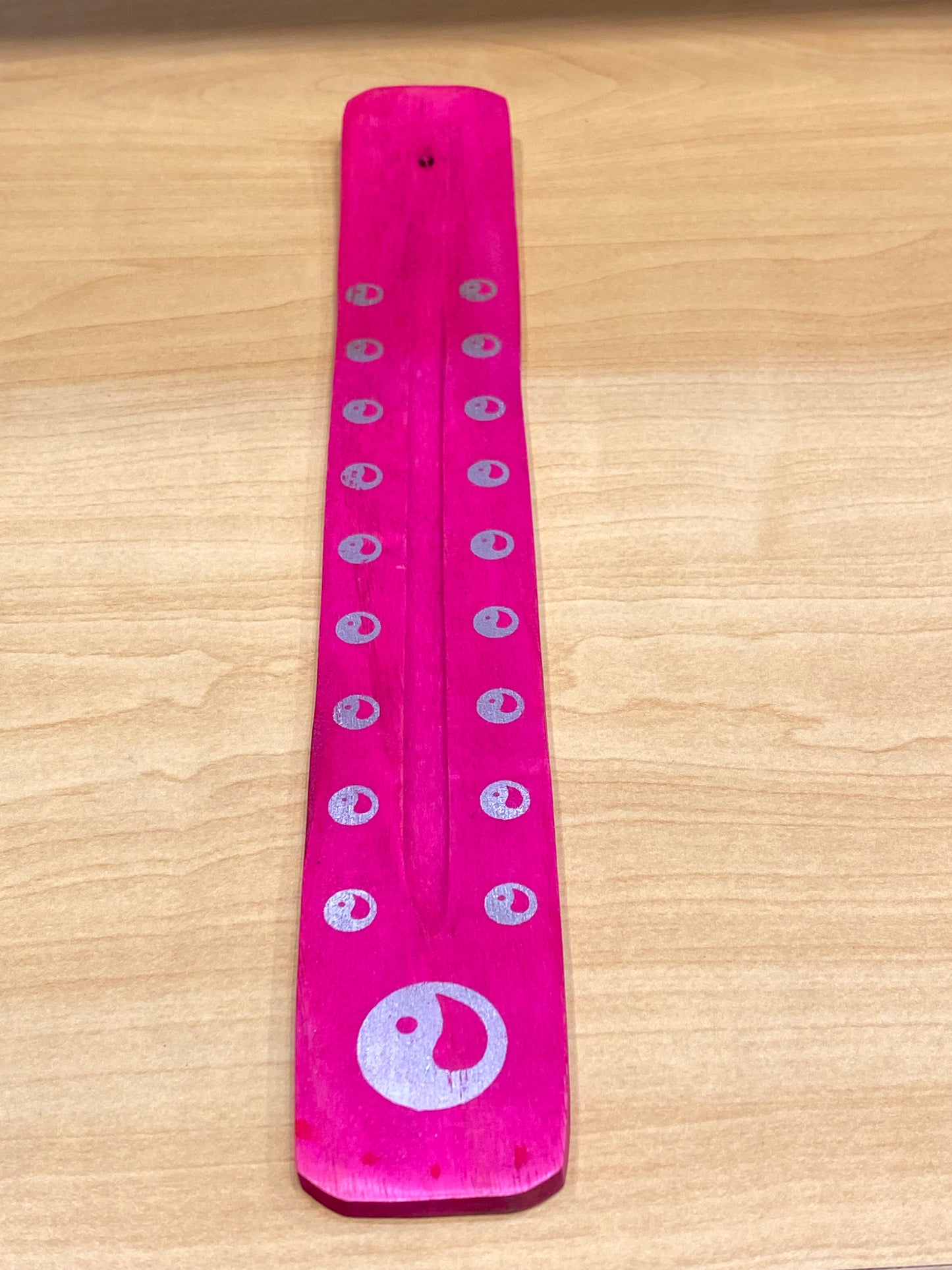Wooden Incense Stick Holder Yin Yang (Fuchsia)