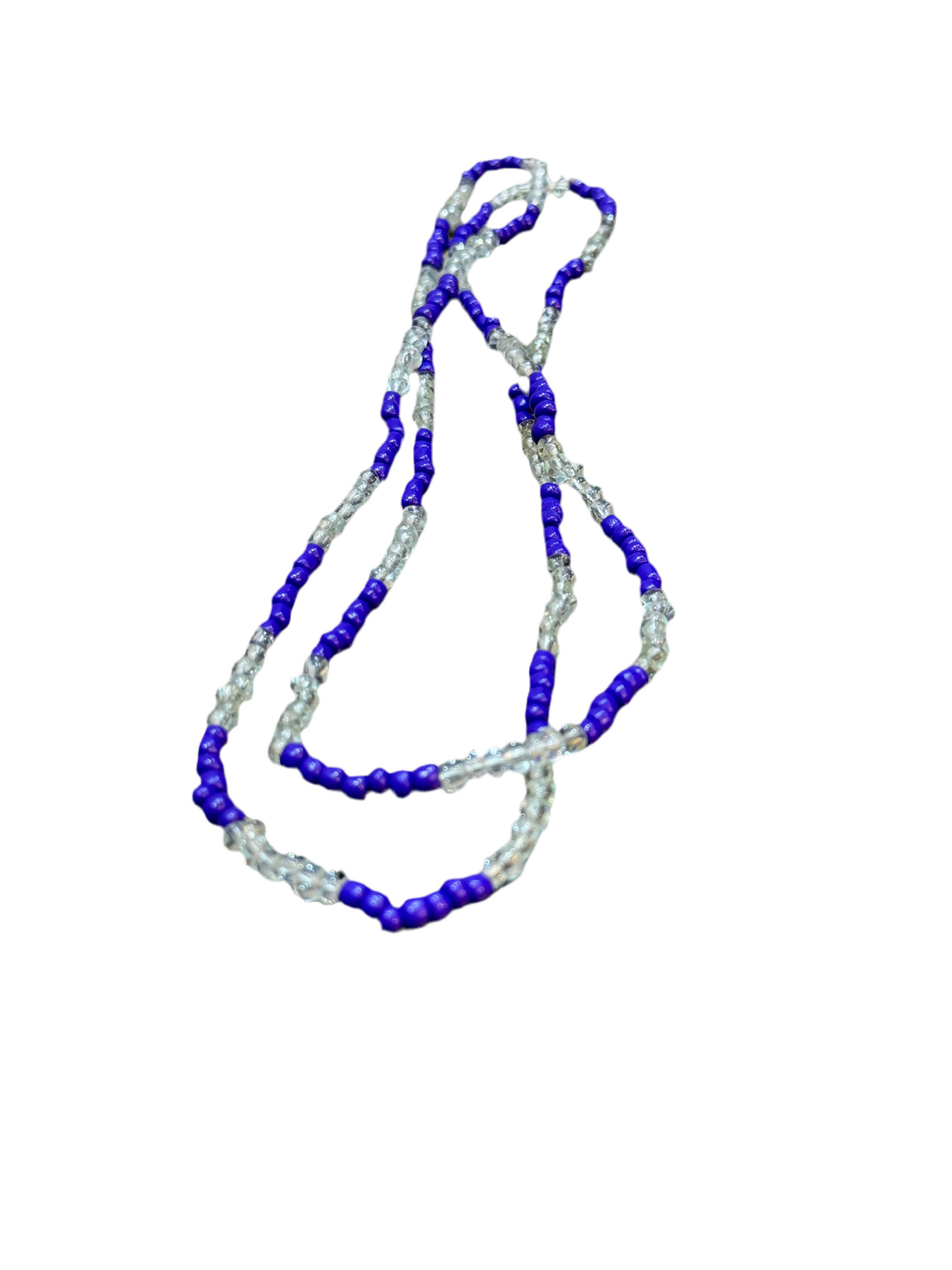 Orisha Olokun Handmade Beaded Purple and Clear Long Necklace