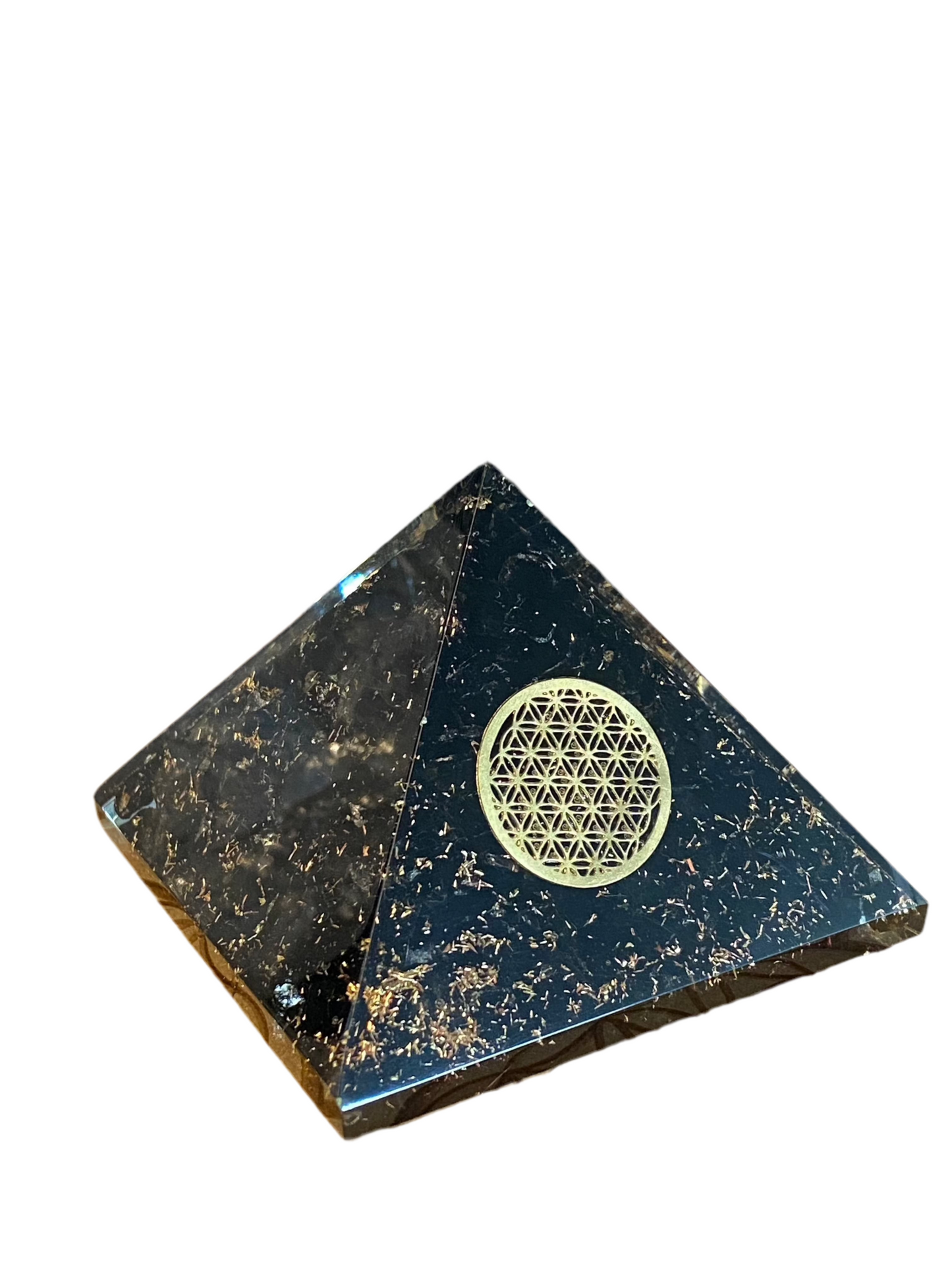 Orgonite Pyramid Black Tourmaline Flower of Life
