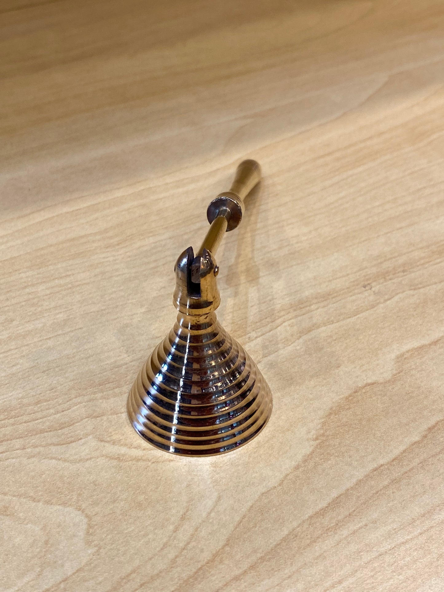 Mini Snuffer made of Brass with Handle. Spiral Design Gold Color