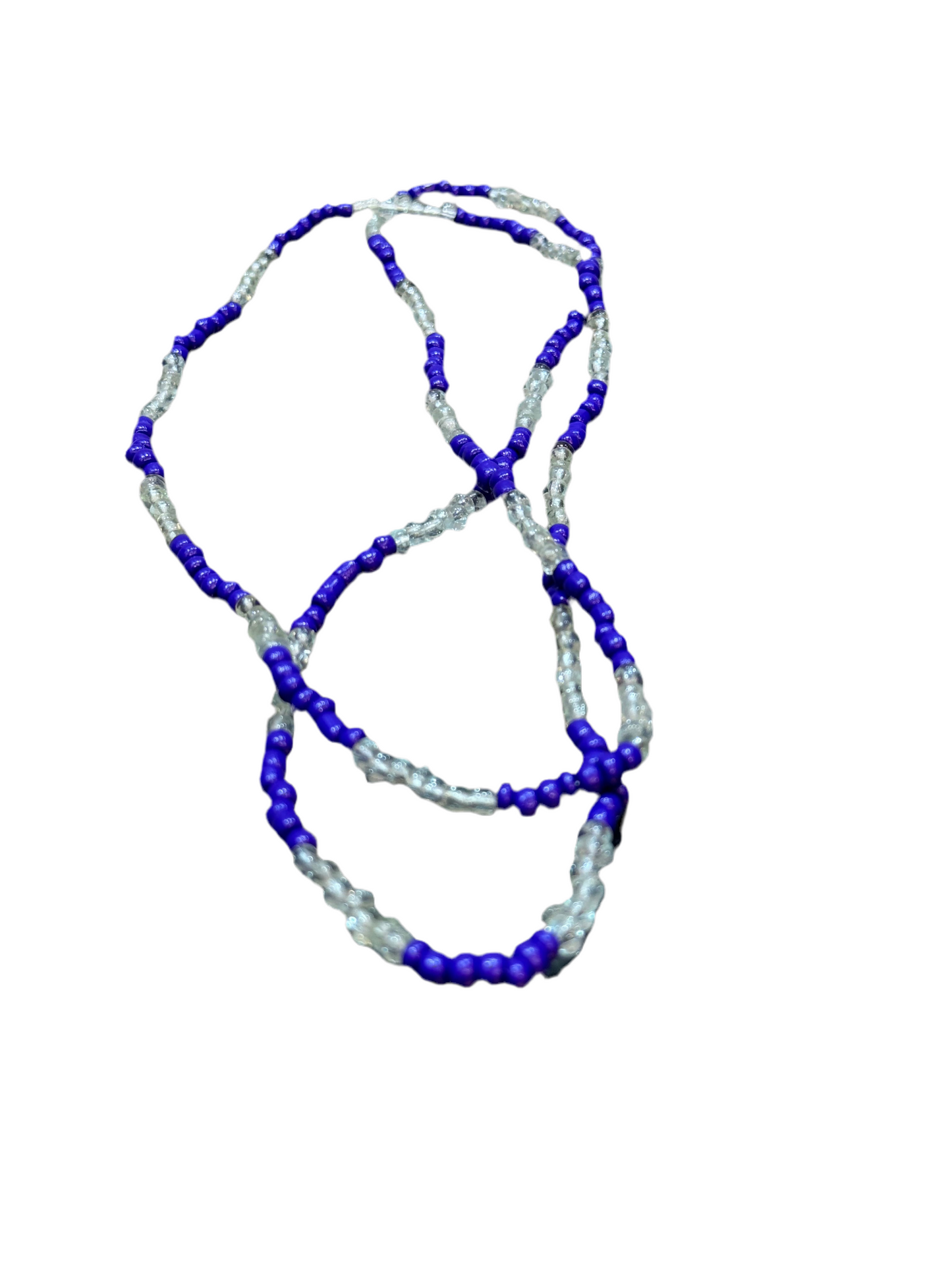 Orisha Olokun Handmade Beaded Purple and Clear Long Necklace
