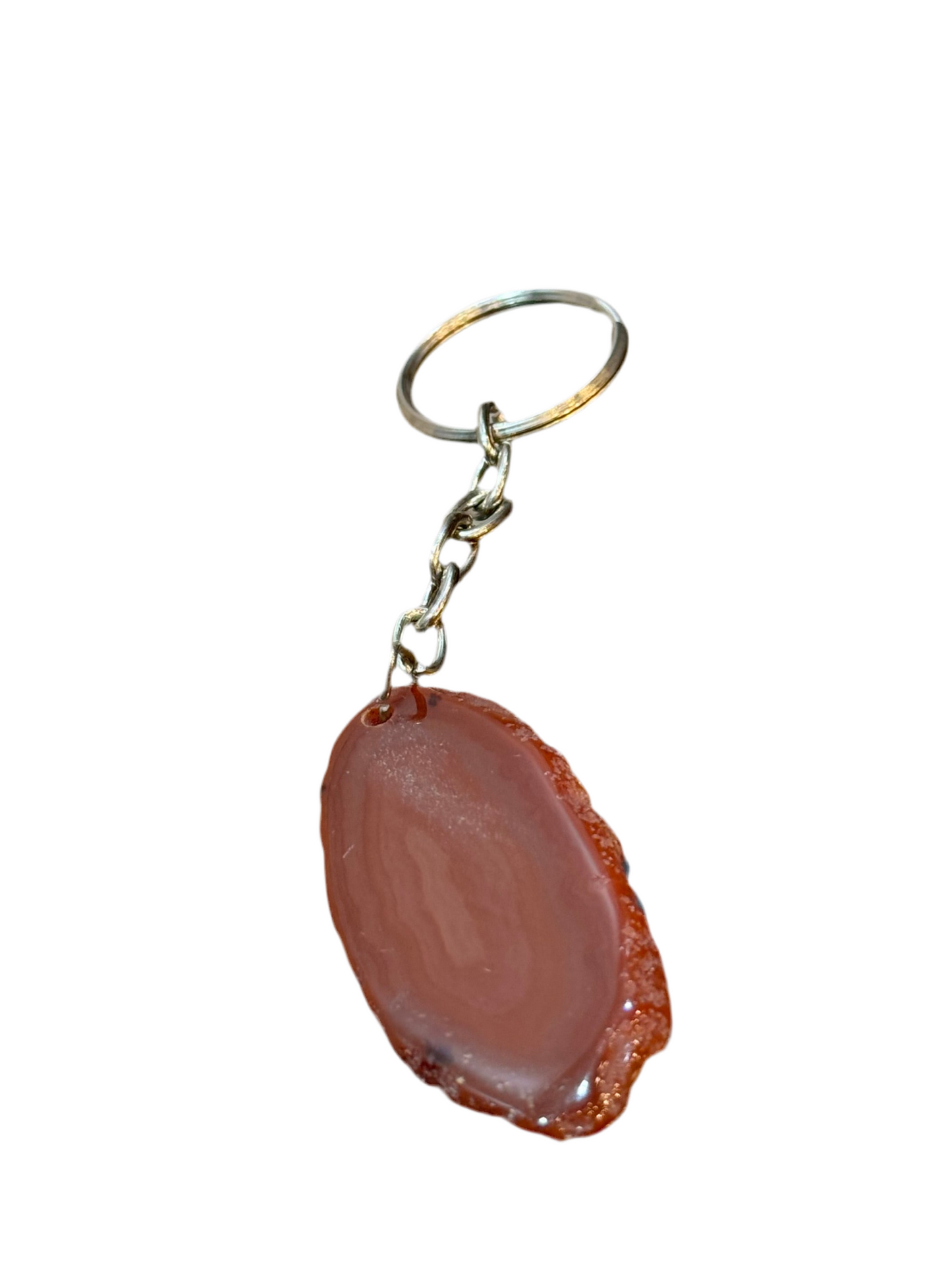 Carnelian Agate Slab Drilled Key Chain