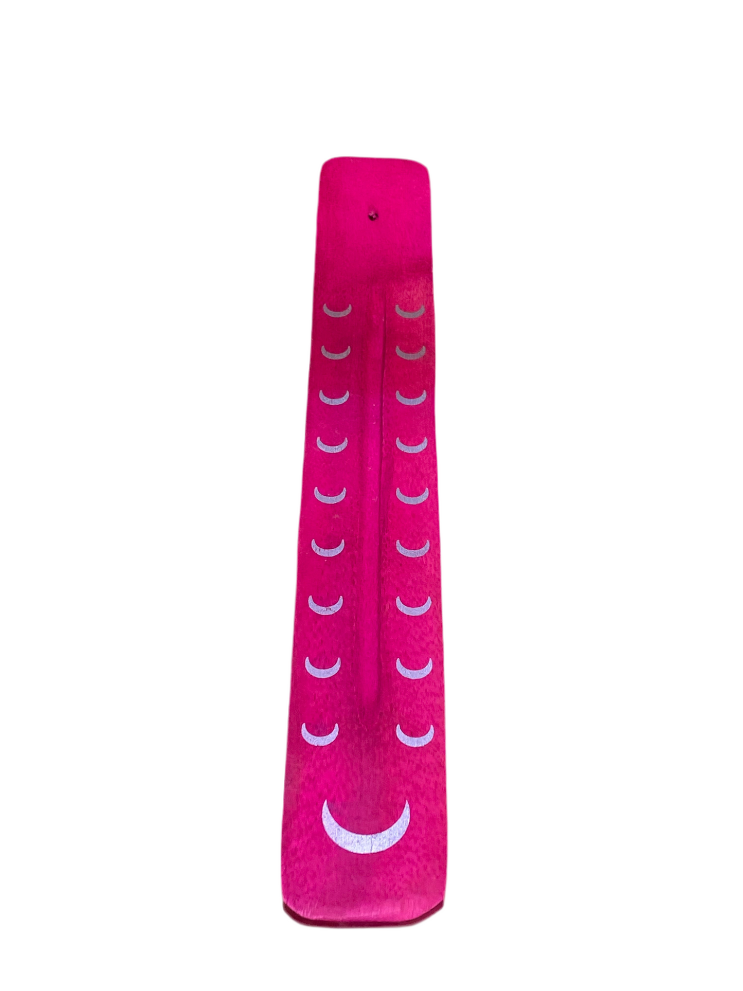 Wooden Incense Stick Holder Crescent Moon Fuchsia