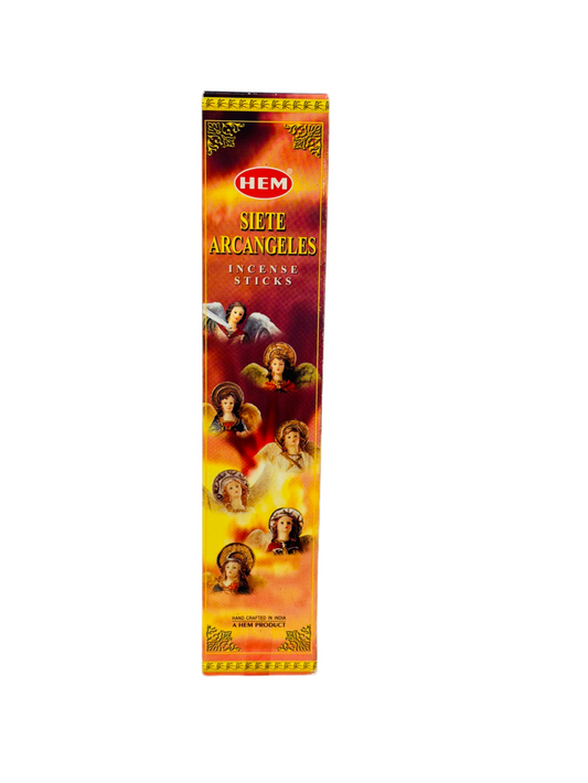 Siete Archangels Incense Sticks packaging with colorful artwork.