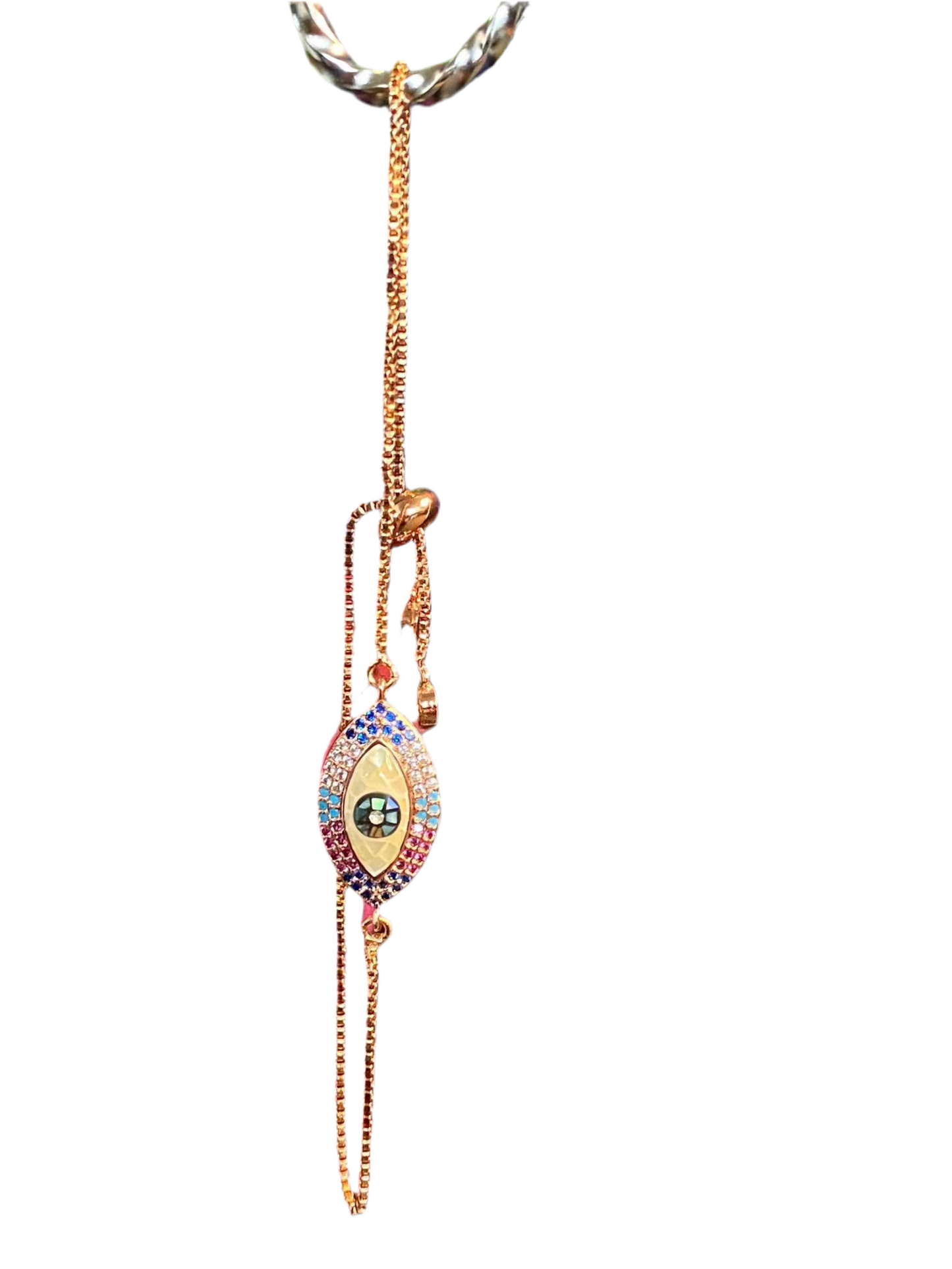 Multi Colors Evil Eye Rose Gold Dainty Bracelet