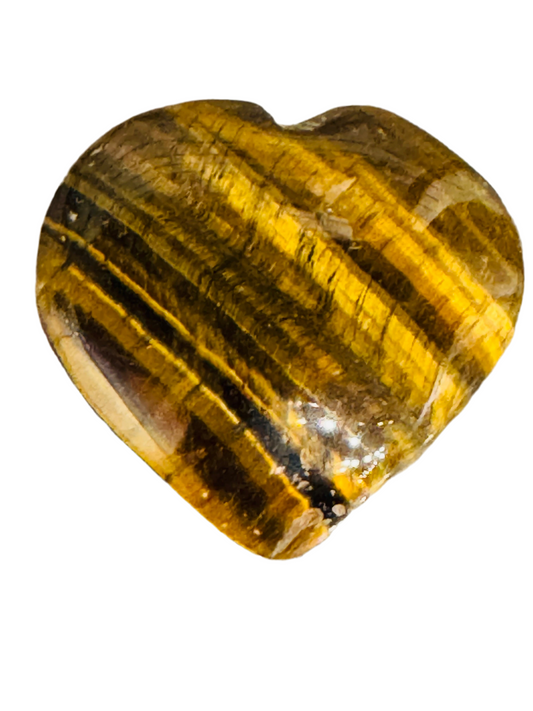 Tigers Eye Heart Tumbled Hand Carved Polished Thick 1 Each