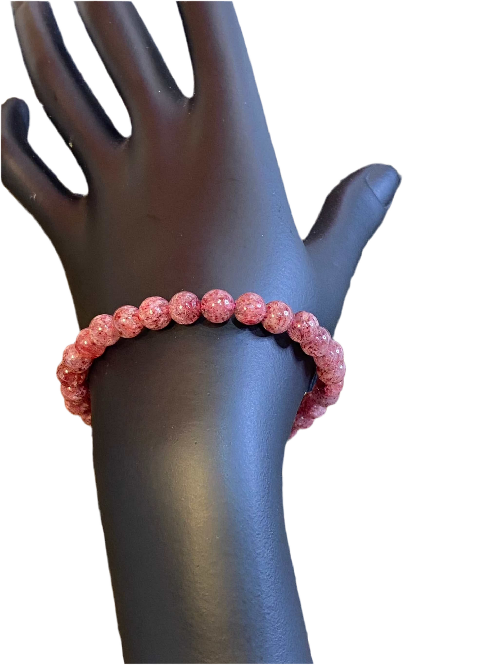 Strawberry Quartz Beaded String Bracelet