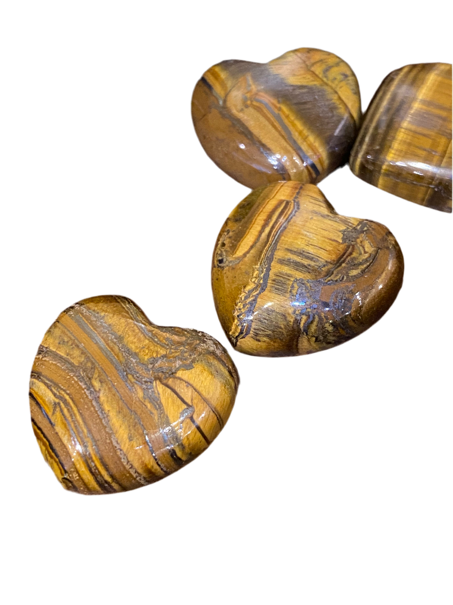 Tigers Eye Heart Tumbled Hand Carved Polished Thick 1 Each