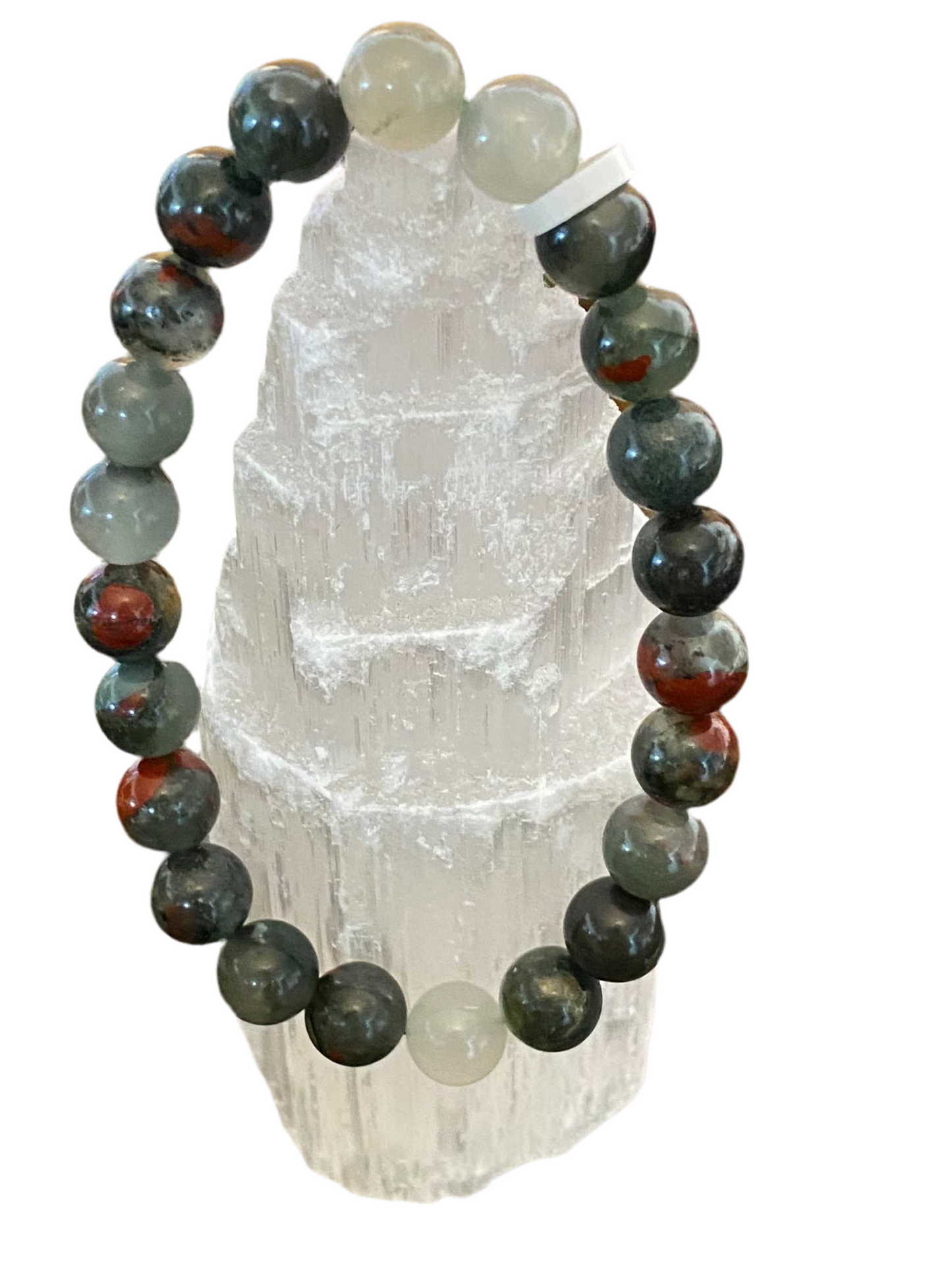 African Bloodstone Beaded String Bracelet