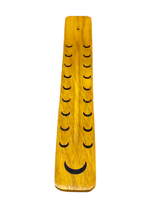 Wooden Incense Stick Holder Crescent Moon Yellow
