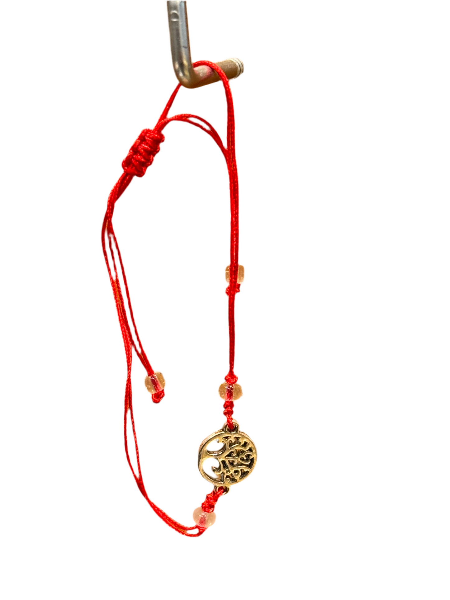 Red String Pull Tie Bracelet Silver Tree Of Life Charm and Beads