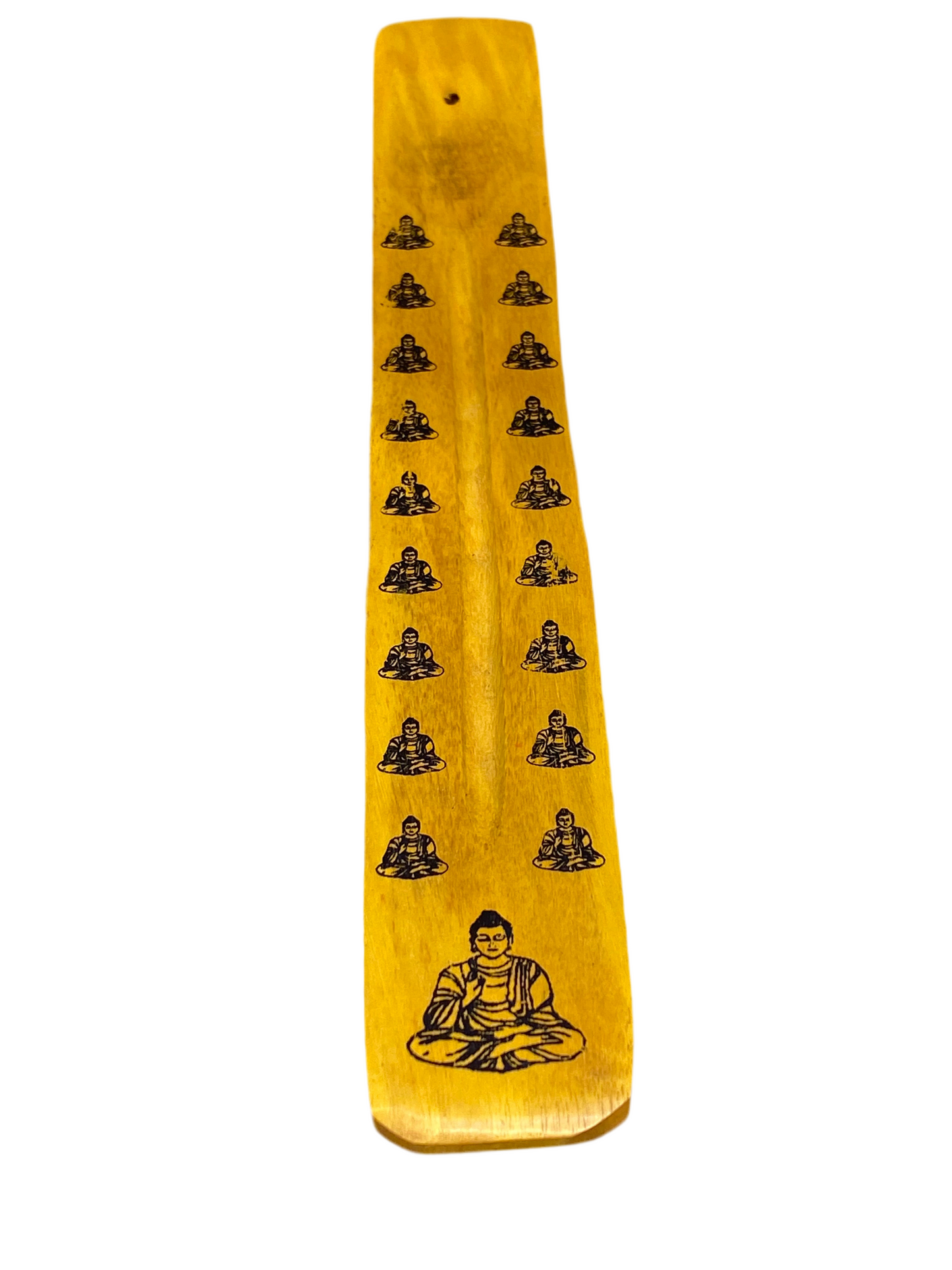Wooden Incense Stick Holder Buddha Yellow
