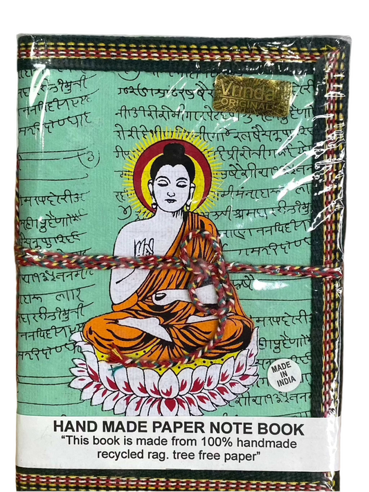 Buddha Paper Journal Green with handmade eco-friendly paper, India.