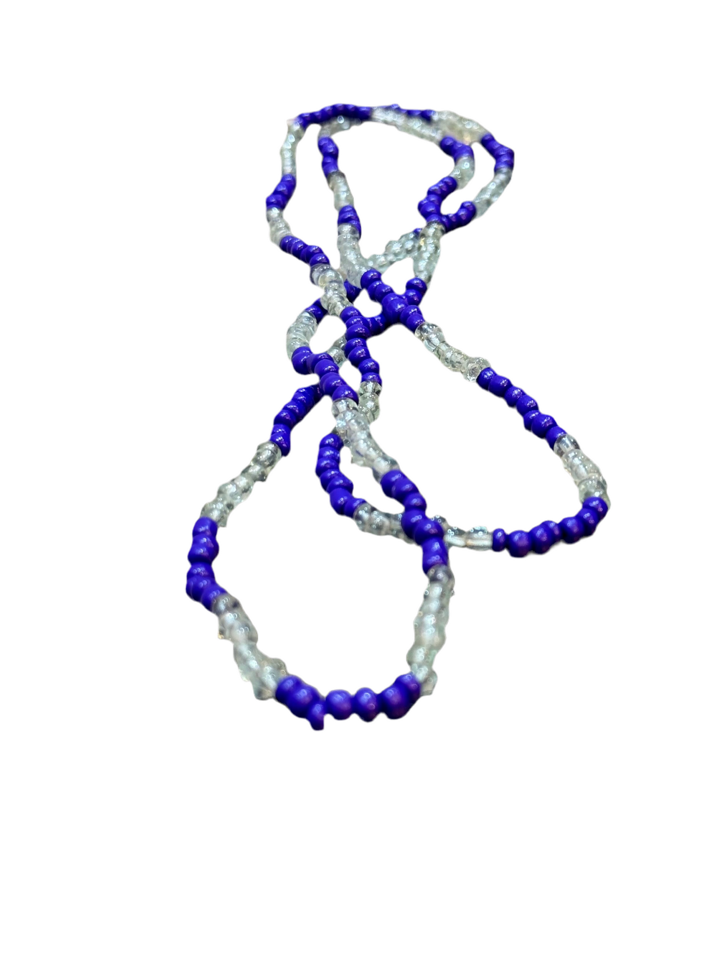 Orisha Olokun Handmade Beaded Purple and Clear Long Necklace