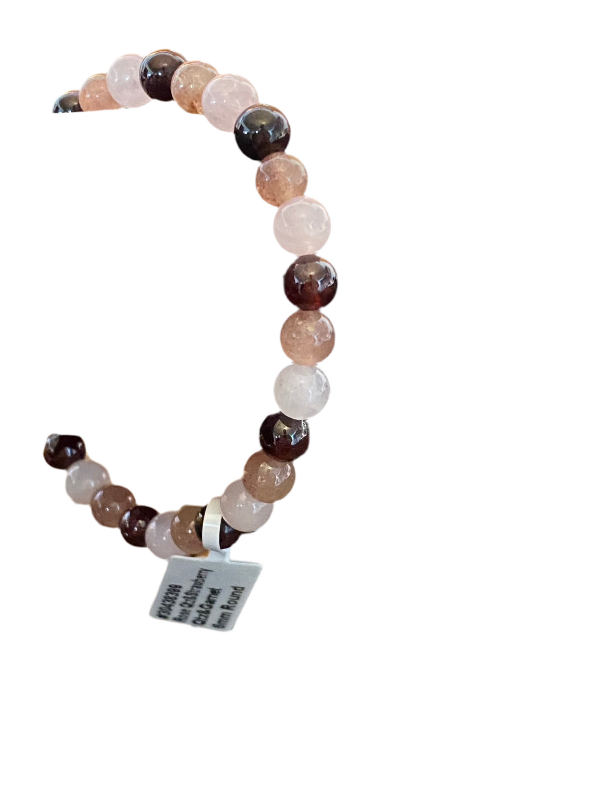 Rose Quartz Strawberry Quartz And Garnet Beaded Bracelet