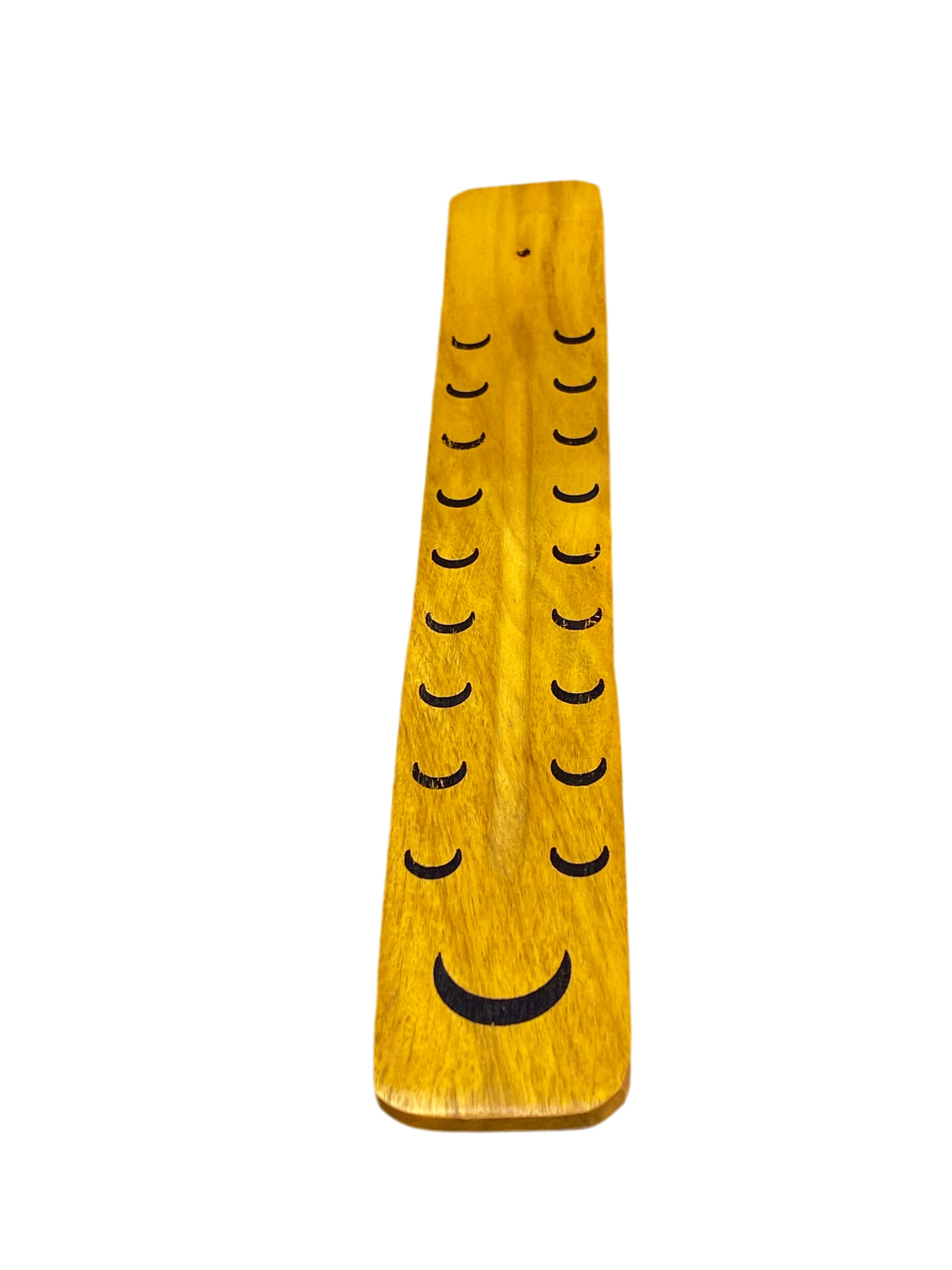Wooden Incense Stick Holder Crescent Moon Yellow