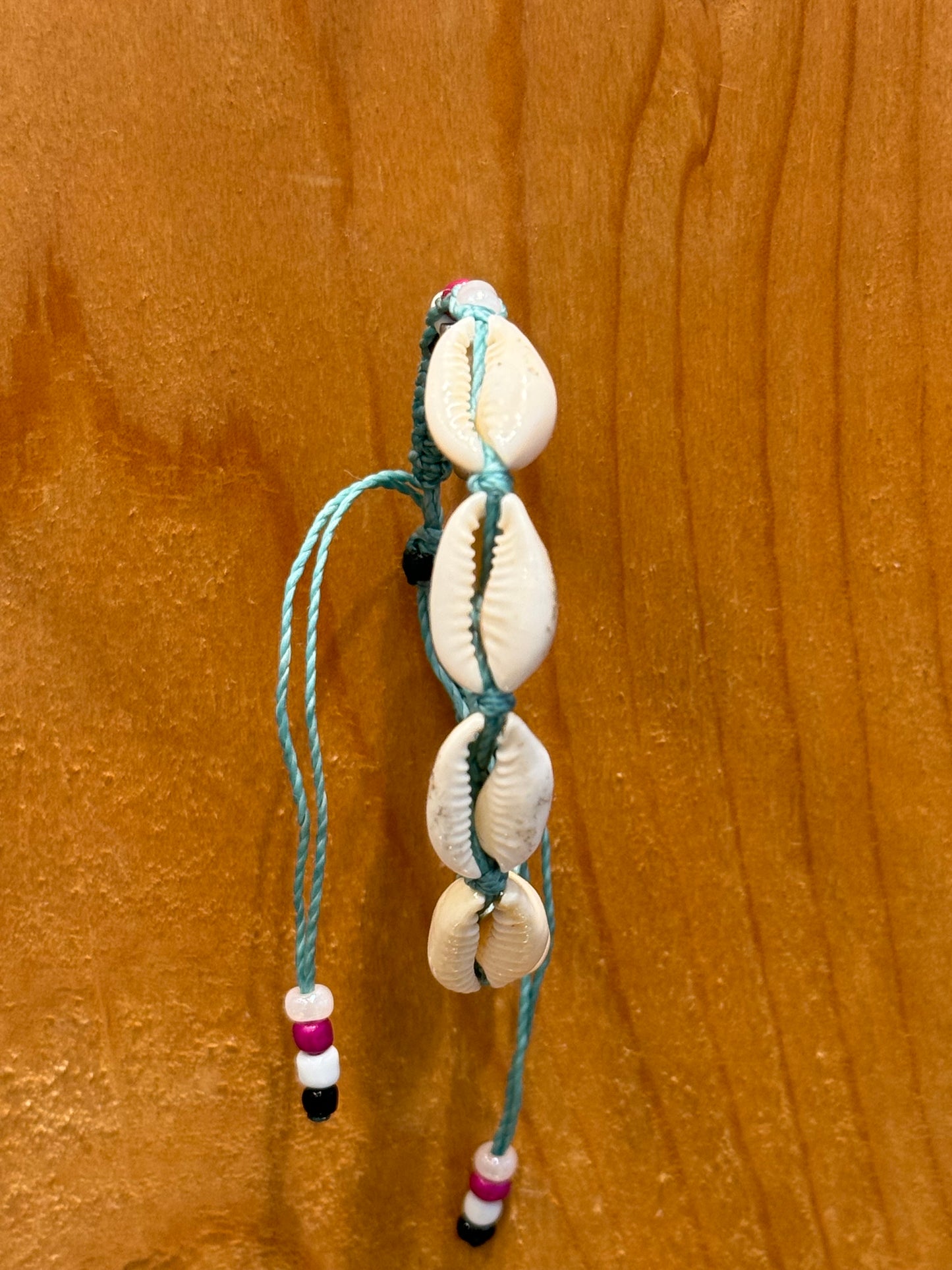 Handmade Sage String Bracelet With Cowrie Shells and Beads