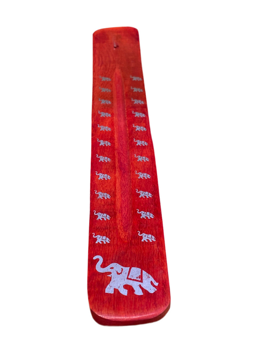 Wooden Incense Stick Holder Elephant Red
