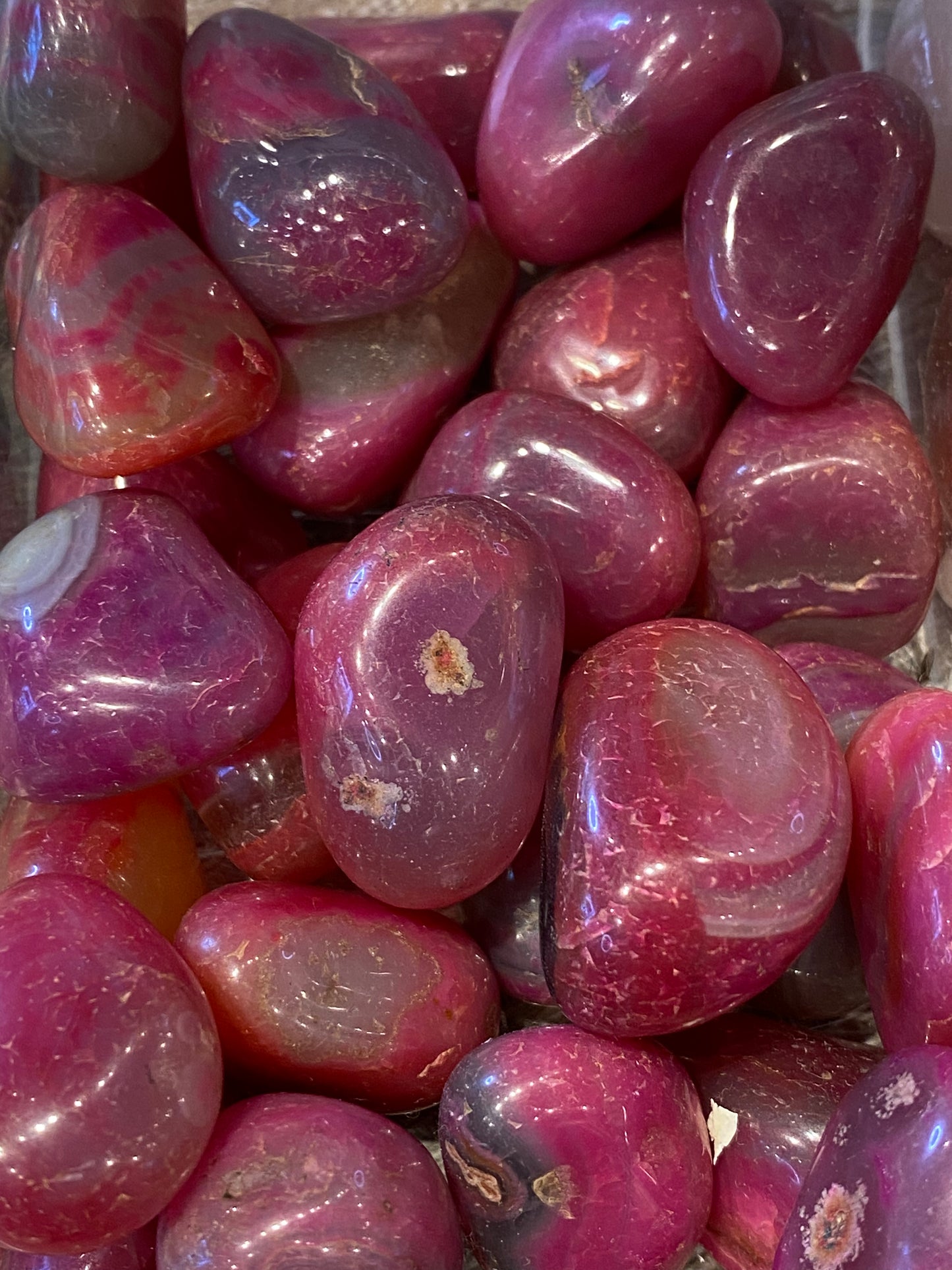 Pink Dyed Agate Polished Tumbled Stone 1pc