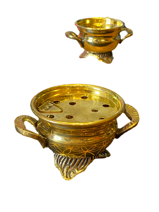 Gold Painted Brass Cauldron