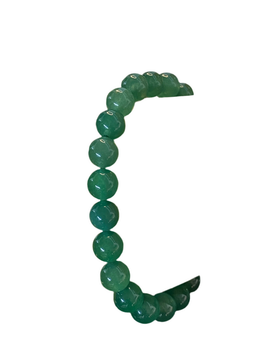 Green Jade Beaded String Bracelet 6mm with natural gemstones for prosperity and harmony.