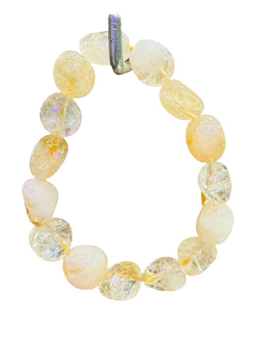 Citrine Tumbled String Bracelet with natural stones for positivity and abundance.