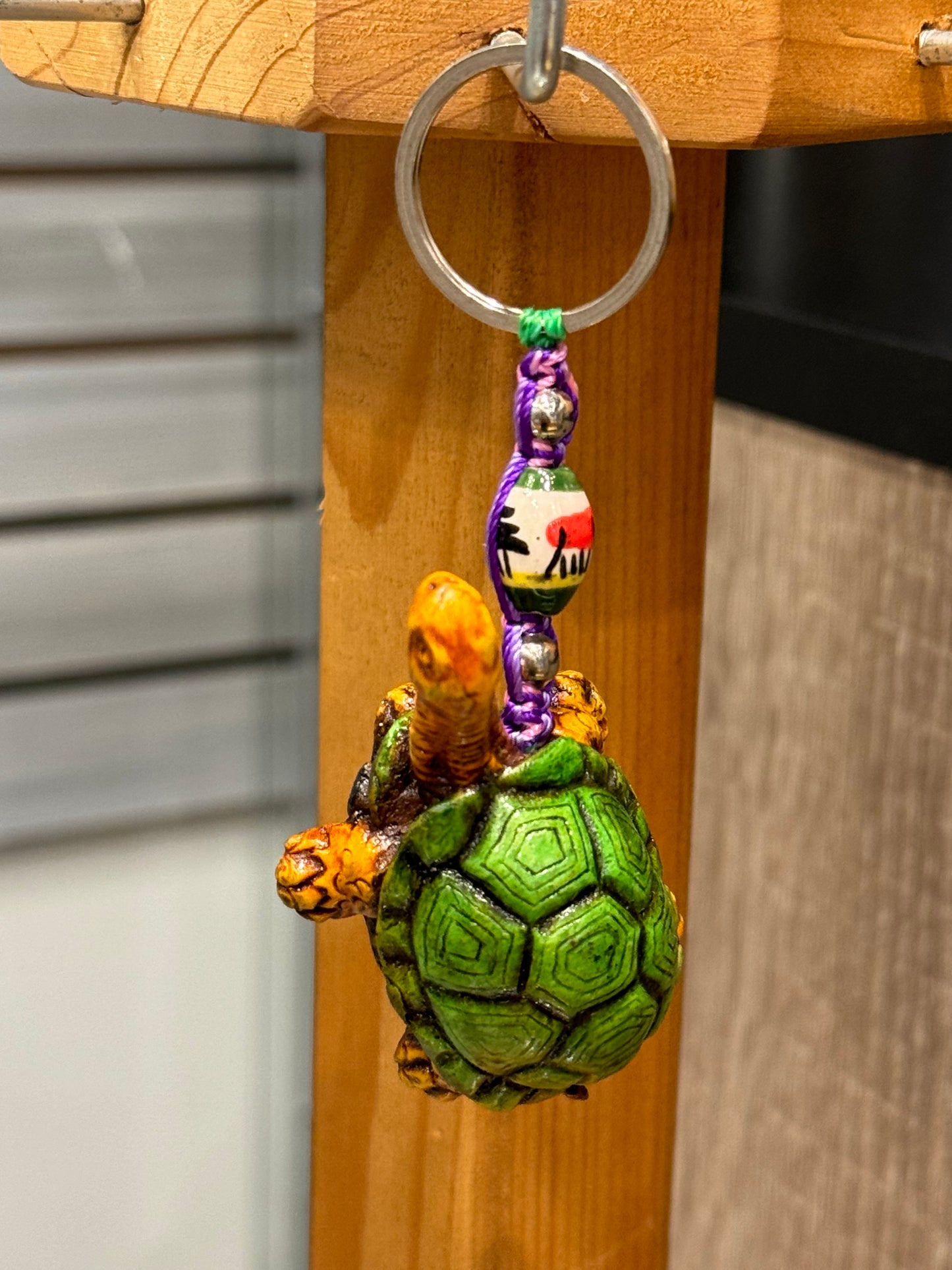 Turtle Land Animal Durepox Resin Figurine Keychain Purple Cord