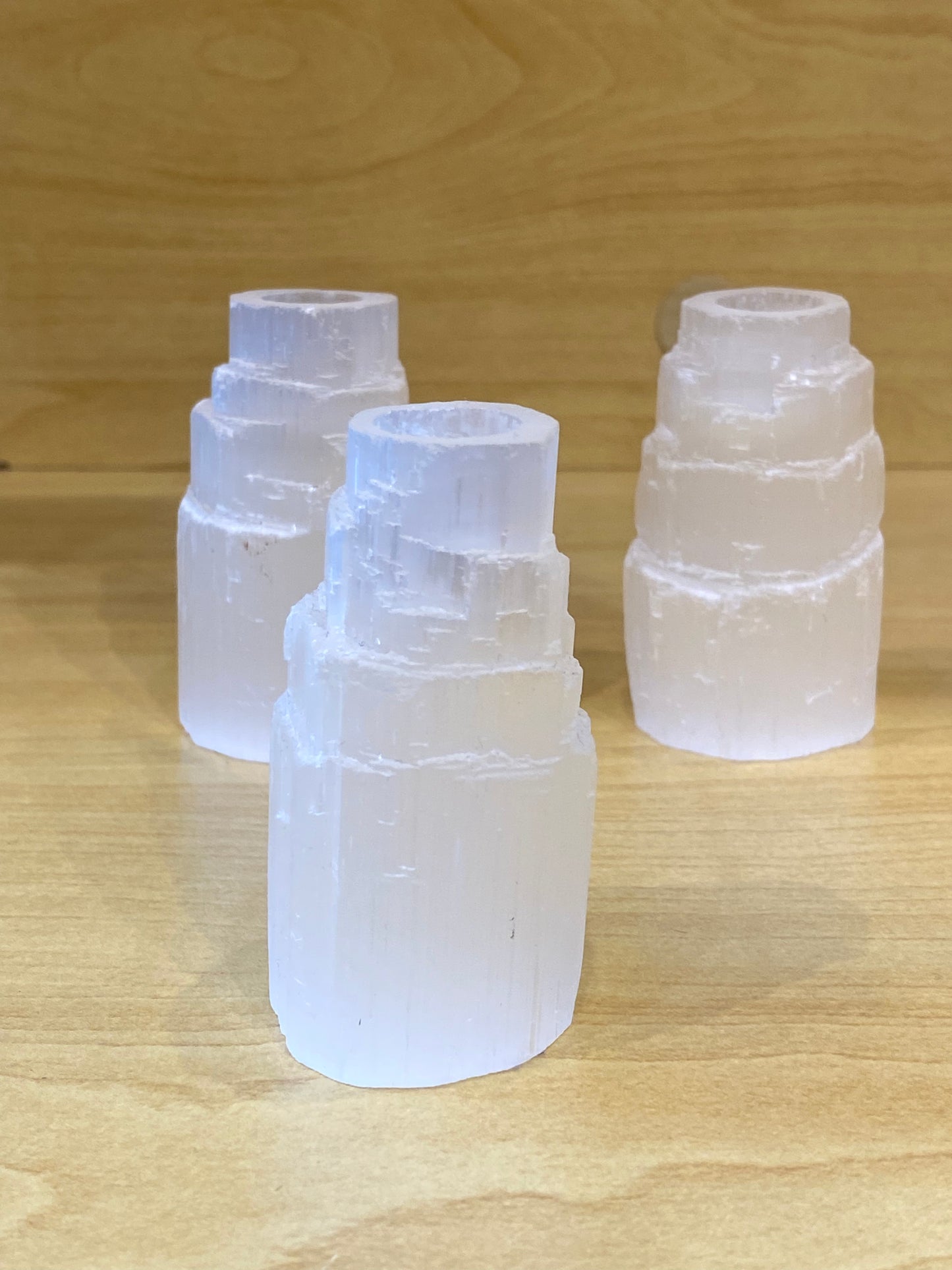 Mini Selenite Tower Chime Candle Holder 1pc