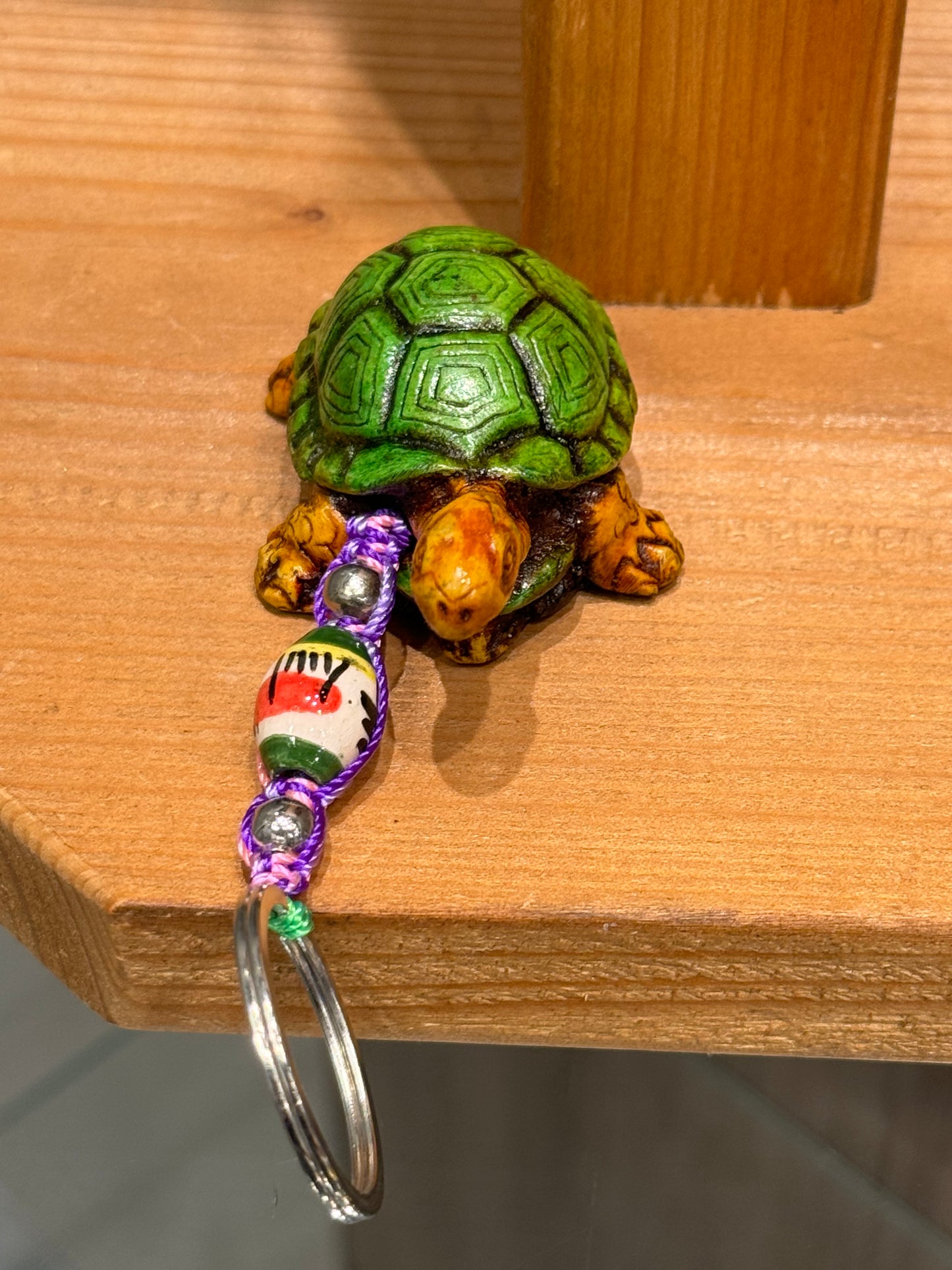 Turtle Land Animal Durepox Resin Figurine Keychain Purple Cord