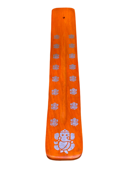 Wooden Incense Stick Holder Ganesha Orange