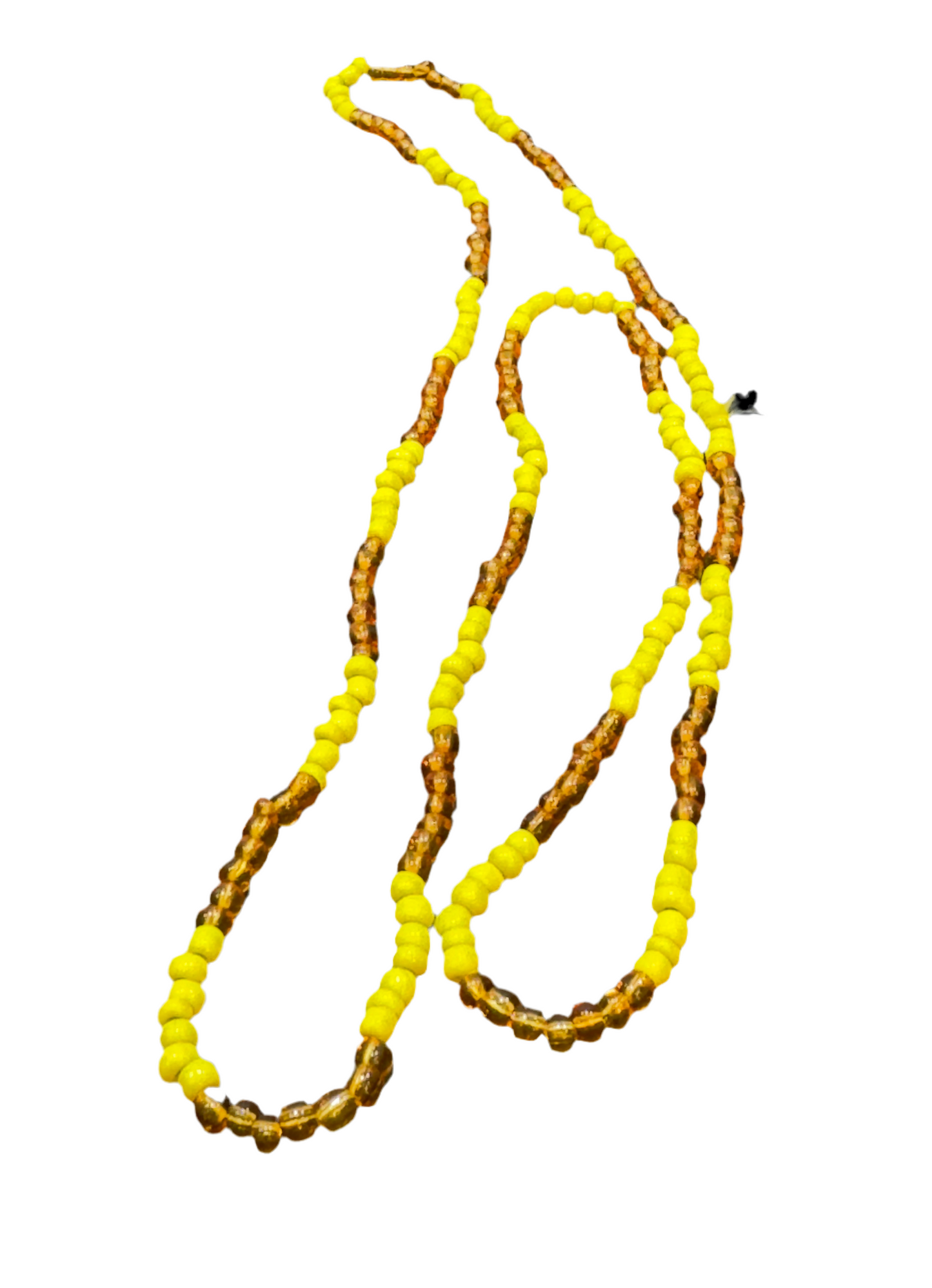 Oshun Orisha Amber and Yellow Beaded Long Necklace