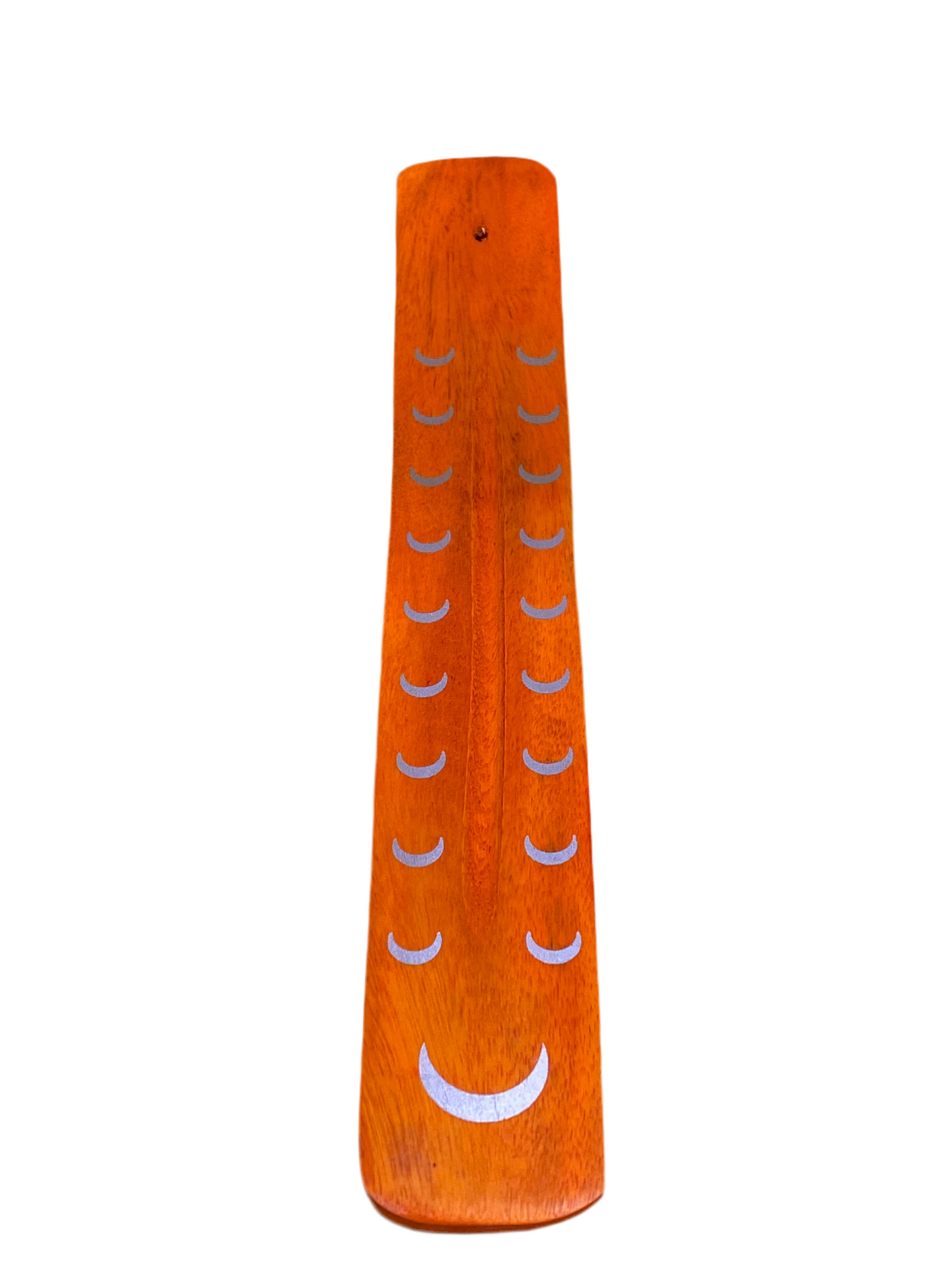 Wooden Incense Stick Holder Crescent Moon Orange