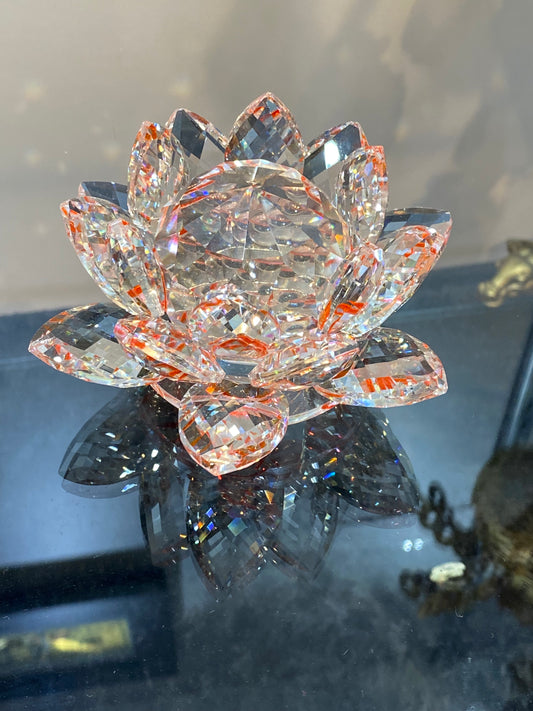 Feng Shui Crystal Flower Red/Clear 5”