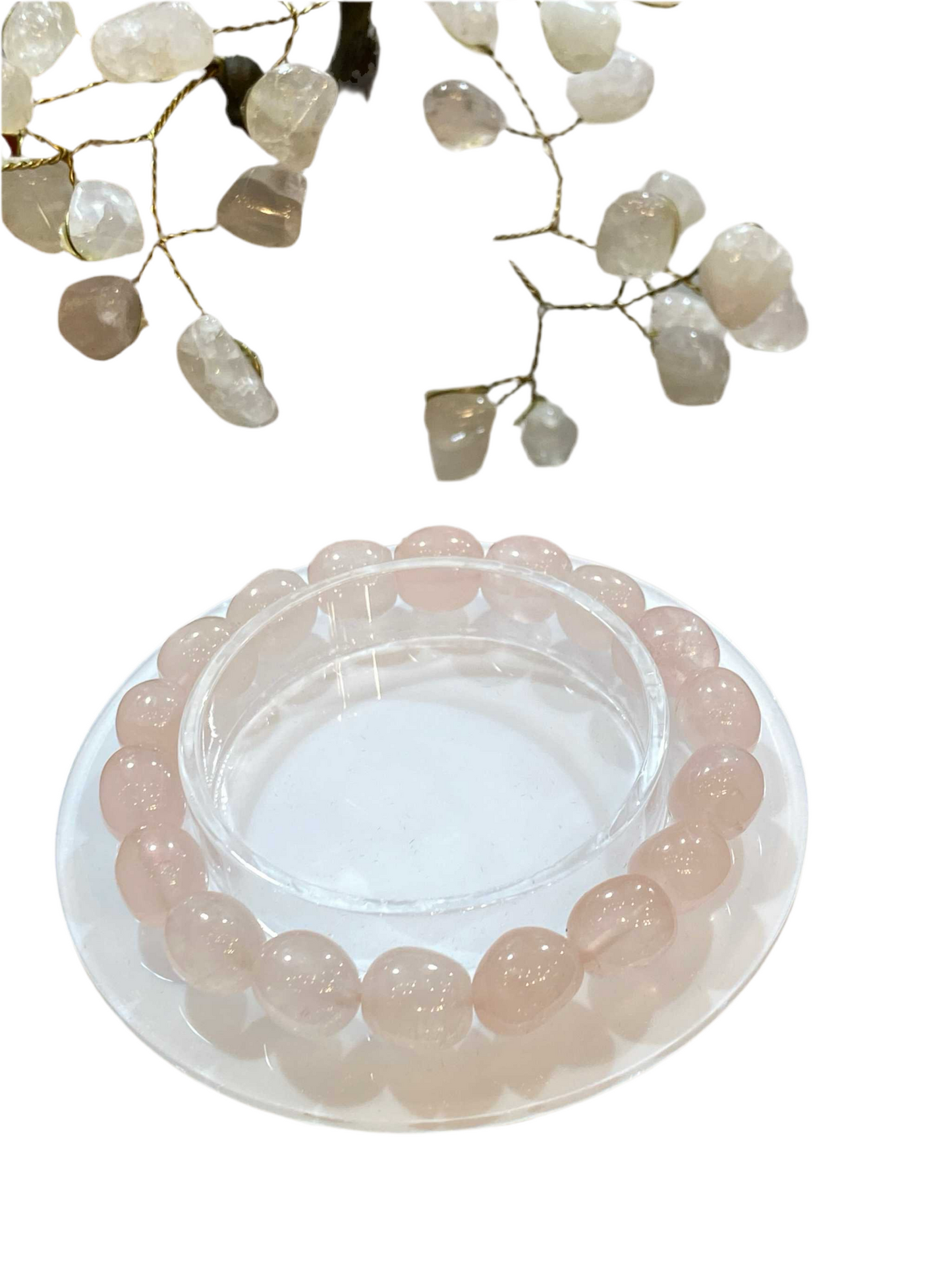 Rose Quartz Nugget Beaded Gemstone Bracelet