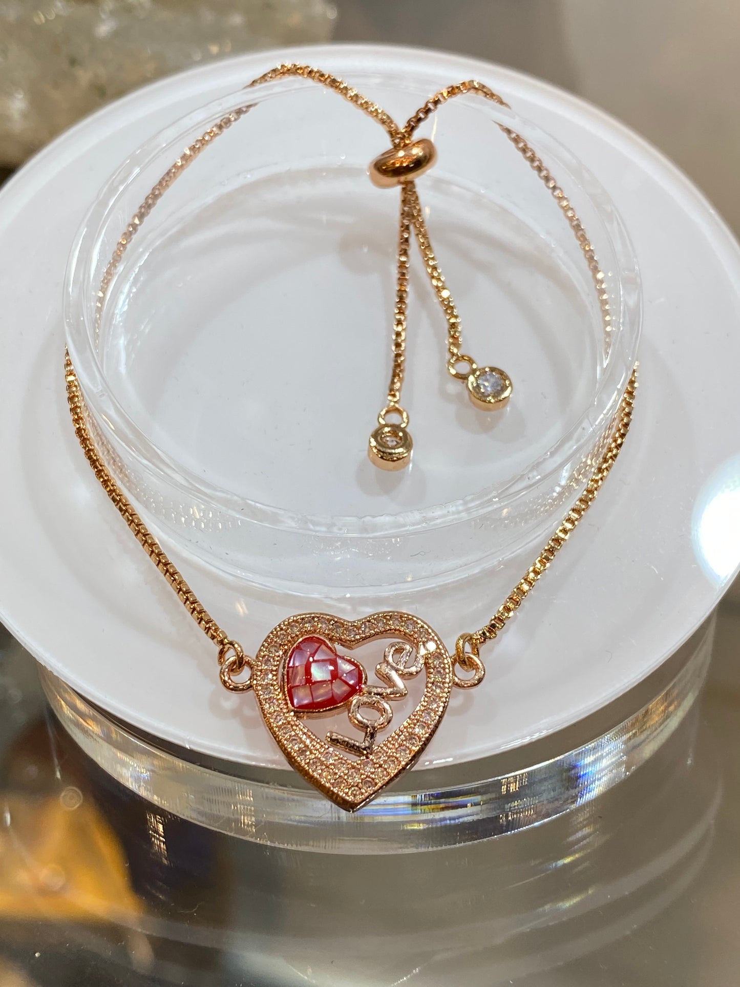Fashion Jewelry Dainty Rose Gold Color Love Bracelet