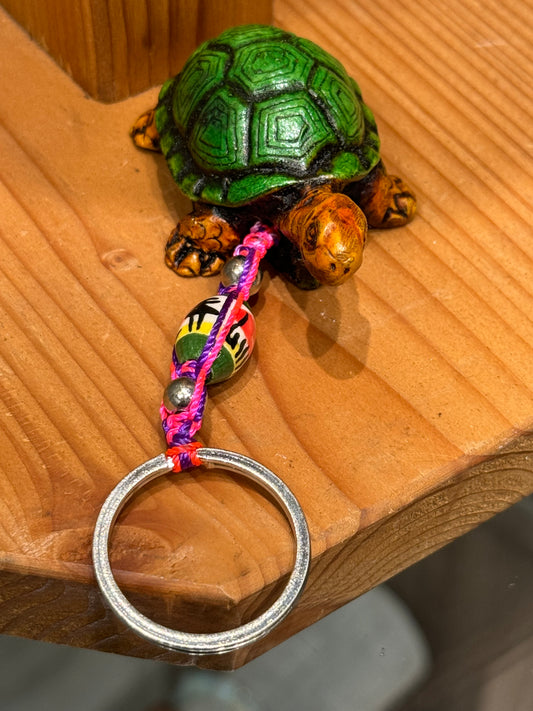 Turtle Land Animal Durepox Resin Figurine Keychain Hot Pink Cord